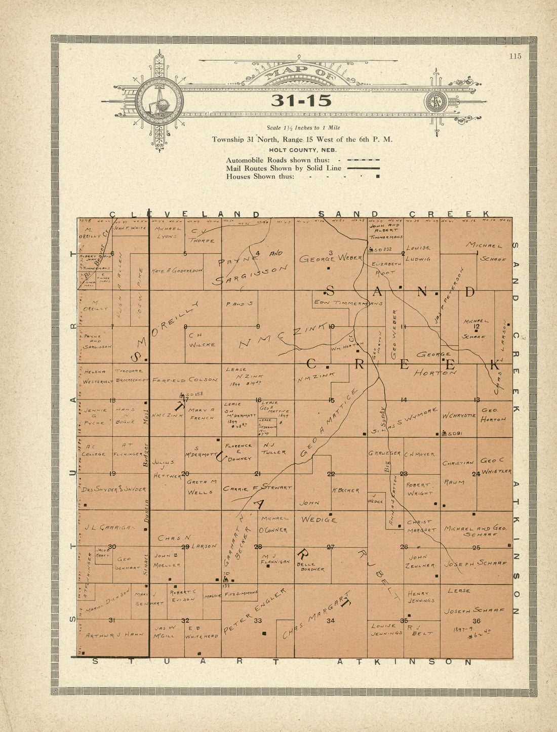 Map of 31-15 from Atlas and Plat Book of Holt County, Nebraska : Containing Outline Map of the County, Plats of All the Townships With Owners&