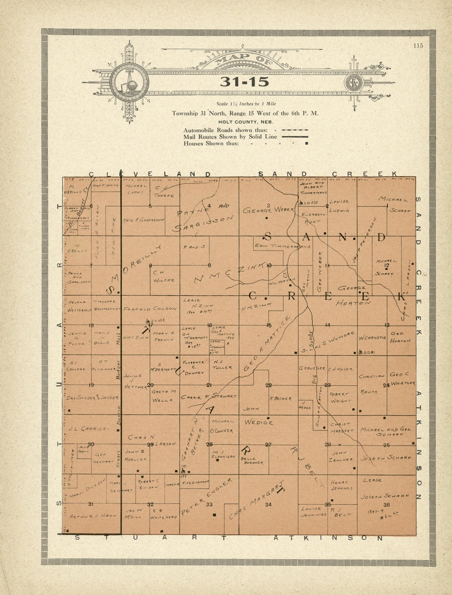 Map of 31-15 from Atlas and Plat Book of Holt County, Nebraska : Containing Outline Map of the County, Plats of All the Townships With Owners&
