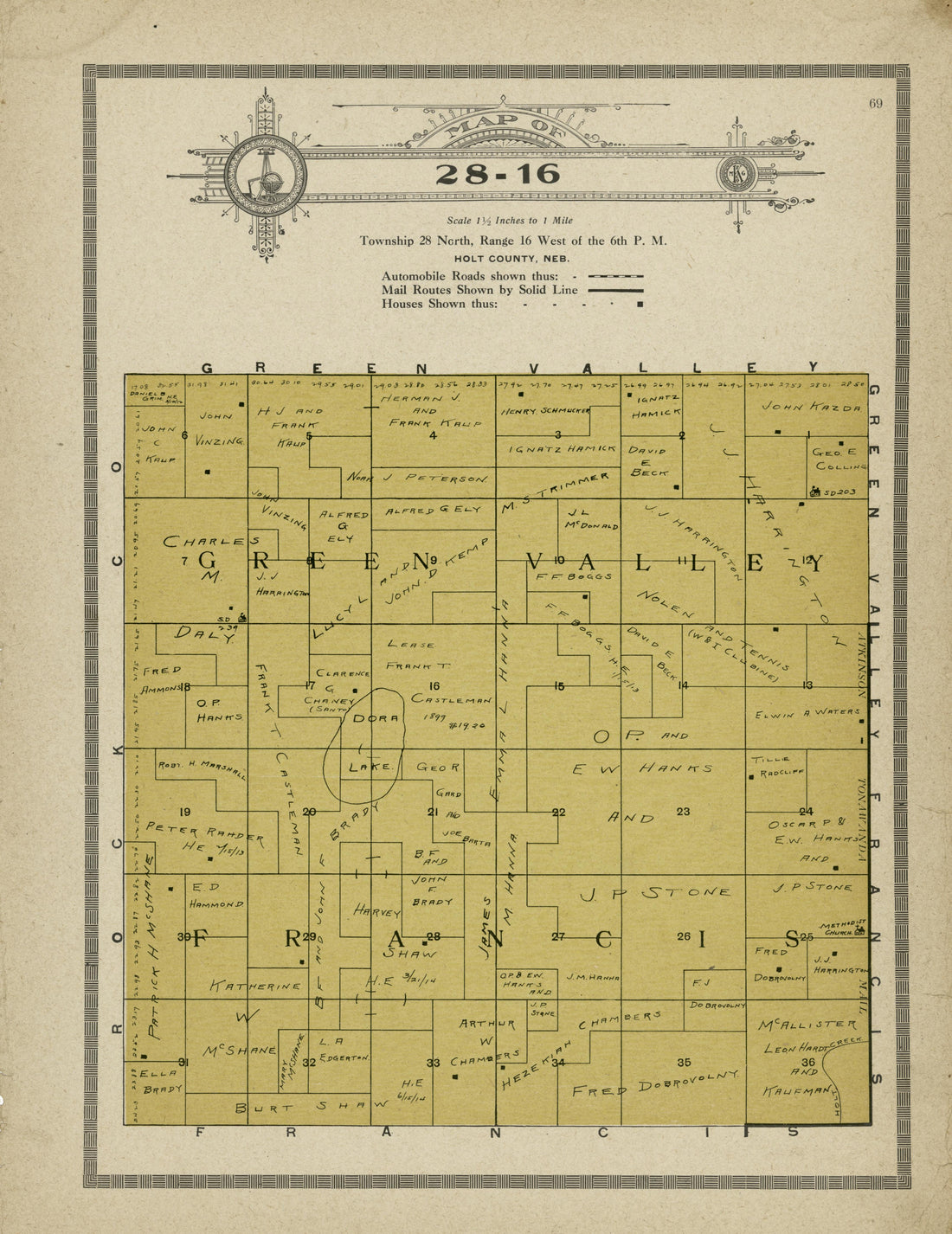 Map of 28-16 from Atlas and Plat Book of Holt County, Nebraska : Containing Outline Map of the County, Plats of All the Townships With Owners&