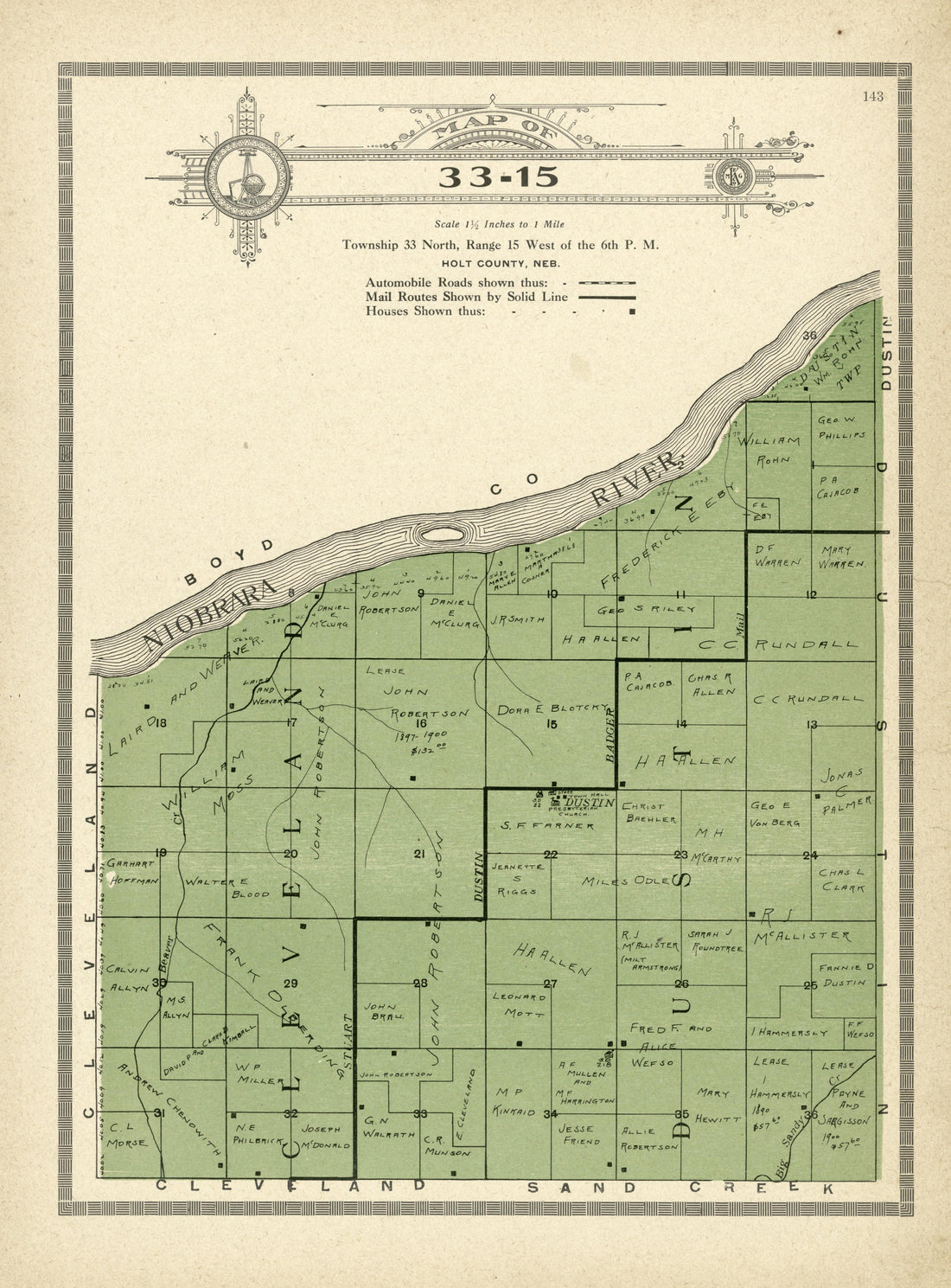 Map of 33-15 from Atlas and Plat Book of Holt County, Nebraska : Containing Outline Map of the County, Plats of All the Townships With Owners&