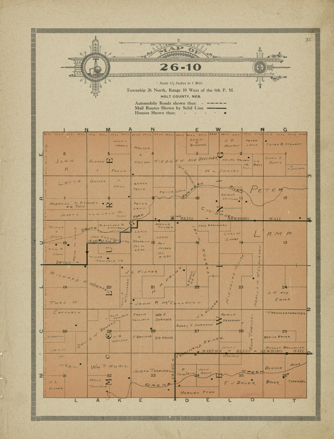 Map of 26-10 from Atlas and Plat Book of Holt County, Nebraska : Containing Outline Map of the County, Plats of All the Townships With Owners&