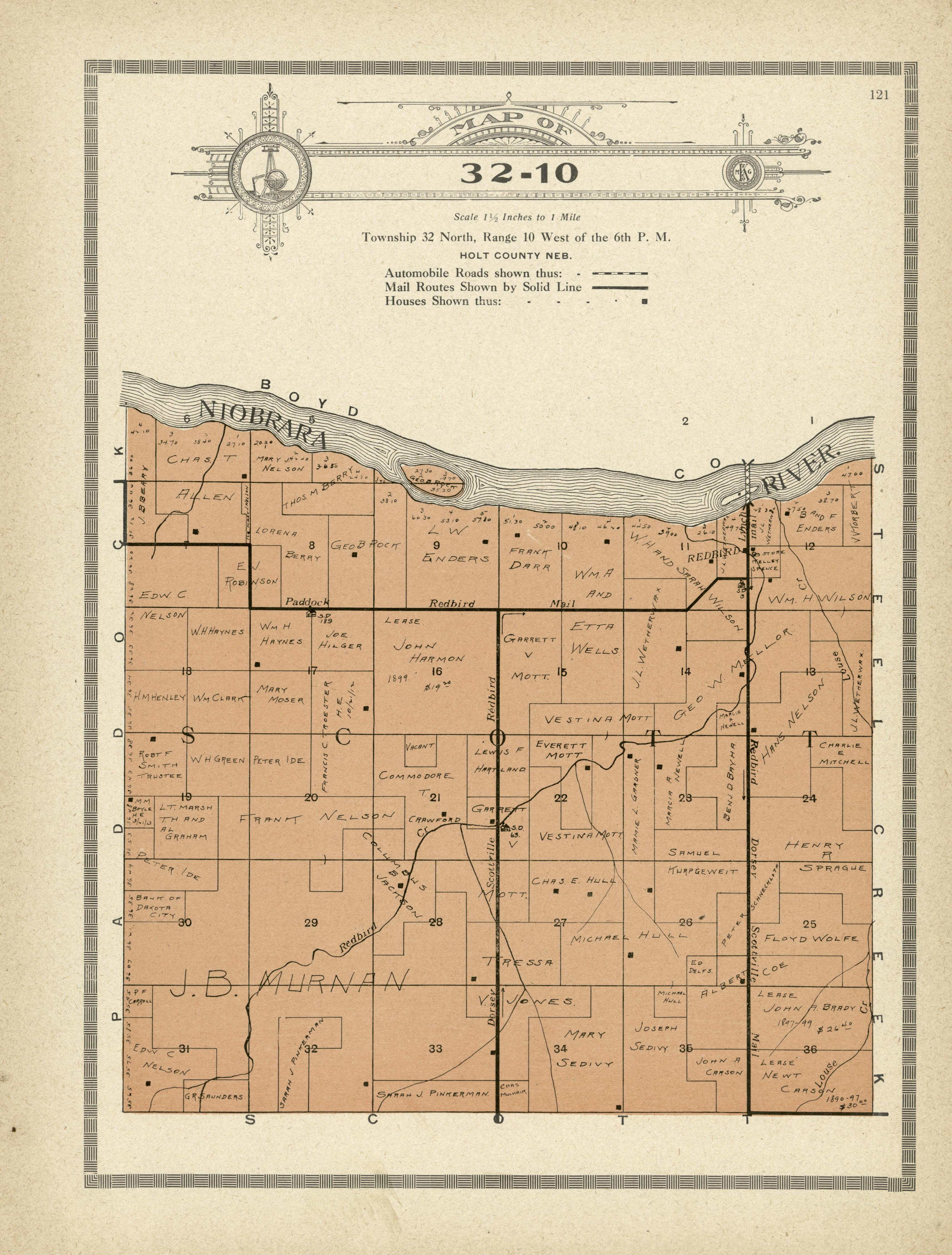 Map of 32-10 from Atlas and Plat Book of Holt County, Nebraska : Containing Outline Map of the County, Plats of All the Townships With Owners&