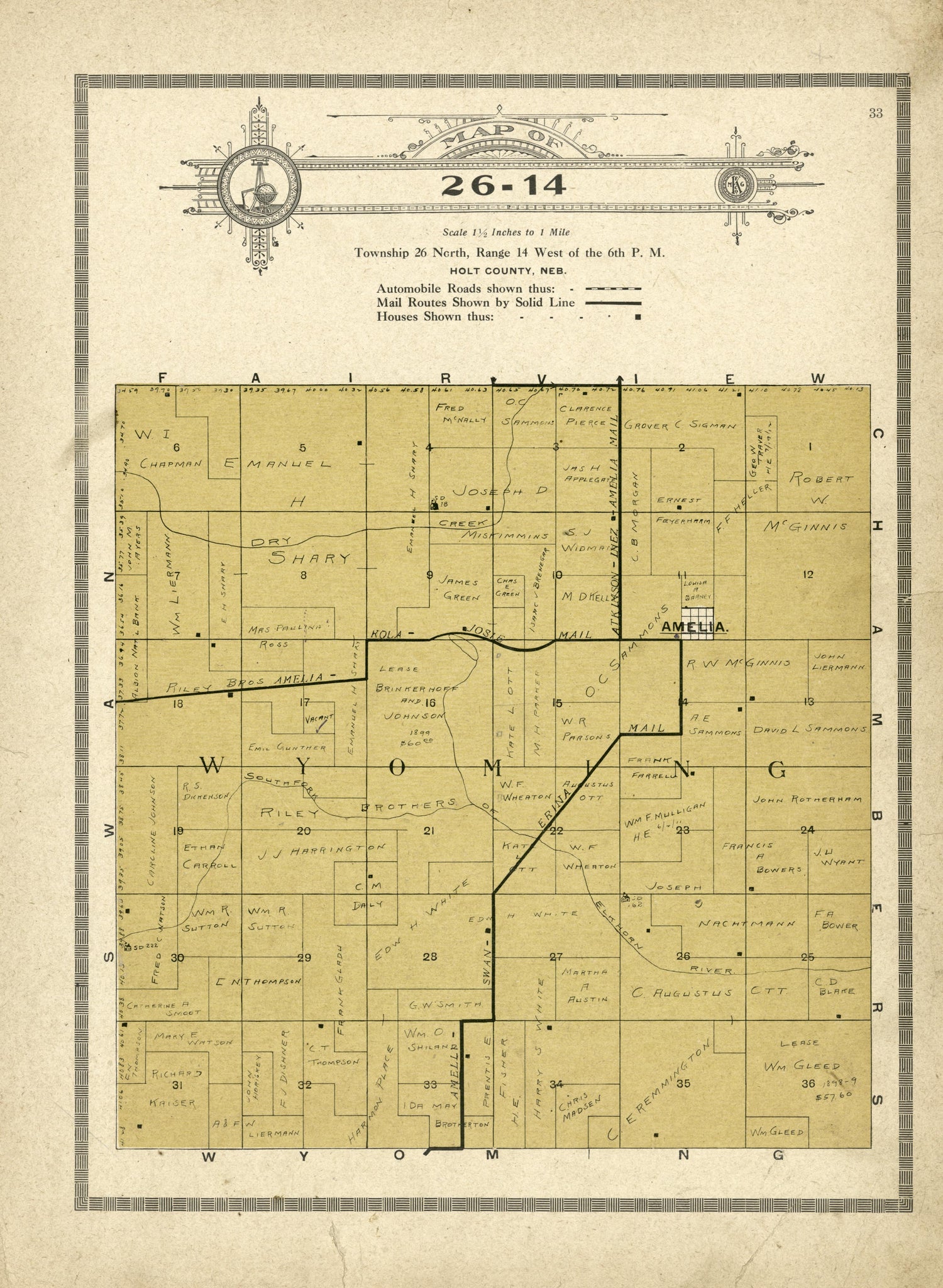 Map of 26-14 from Atlas and Plat Book of Holt County, Nebraska : Containing Outline Map of the County, Plats of All the Townships With Owners&