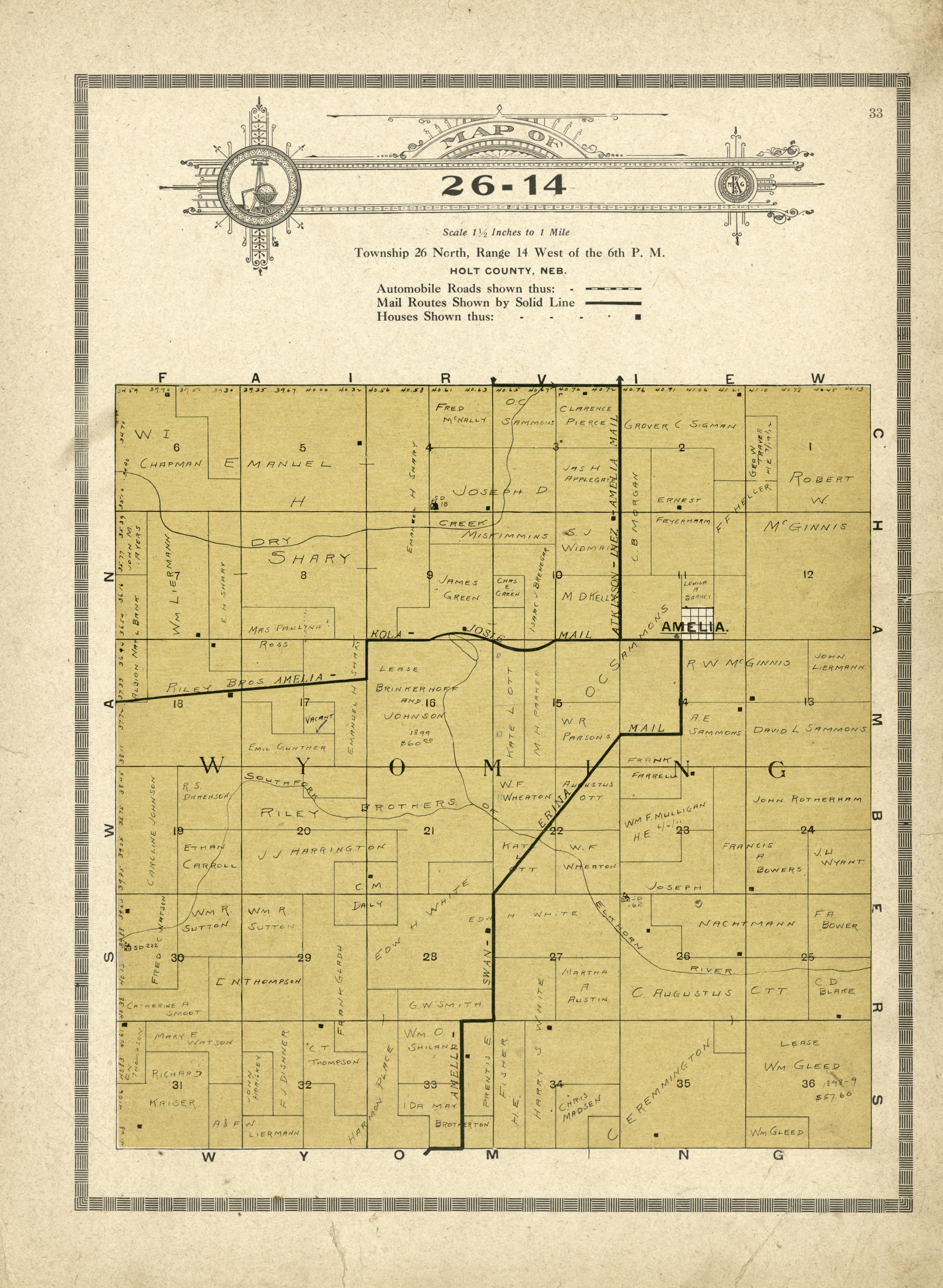 Map of 26-14 from Atlas and Plat Book of Holt County, Nebraska : Containing Outline Map of the County, Plats of All the Townships With Owners&