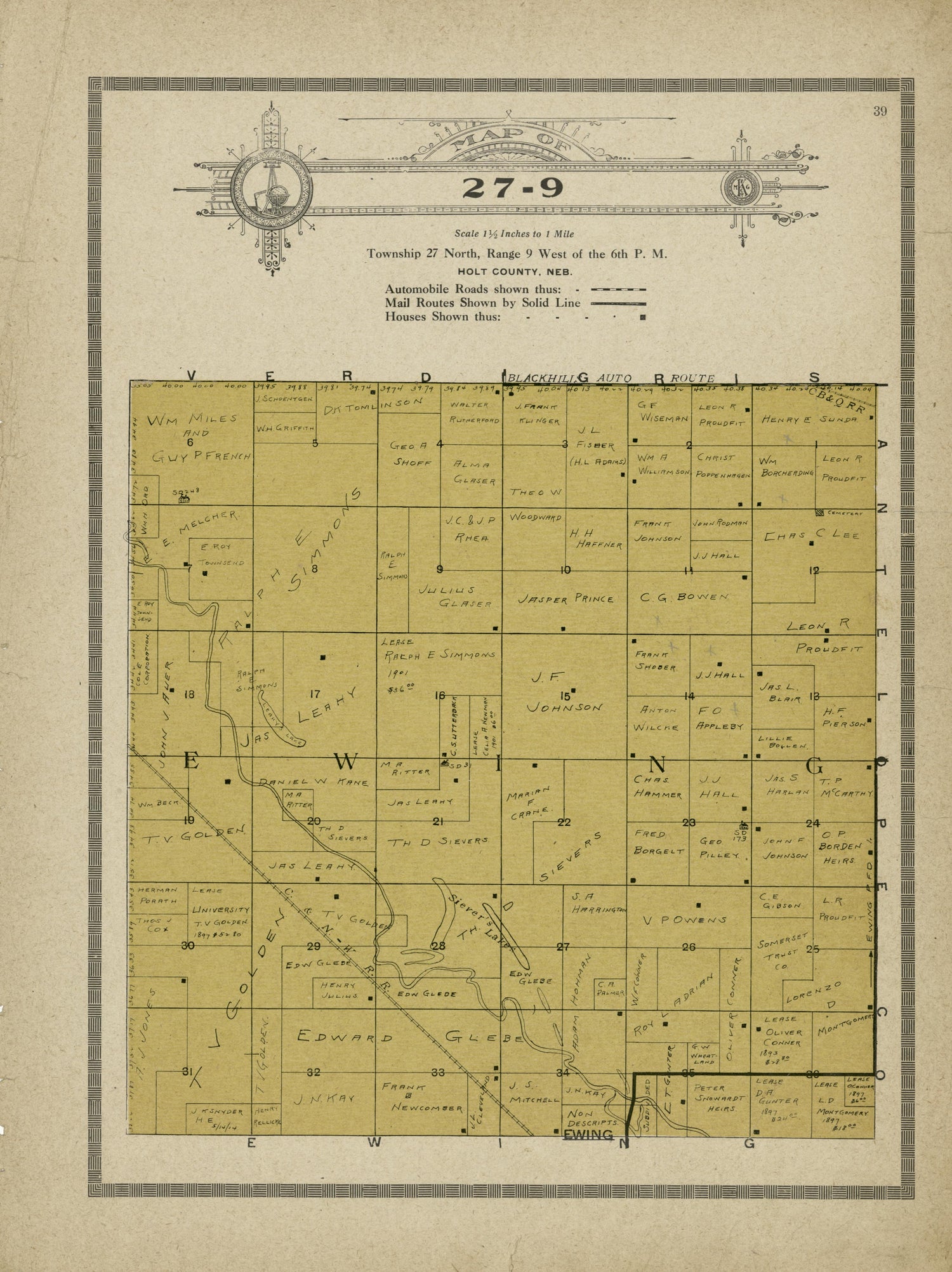 Map of 27-9 from Atlas and Plat Book of Holt County, Nebraska : Containing Outline Map of the County, Plats of All the Townships With Owners&