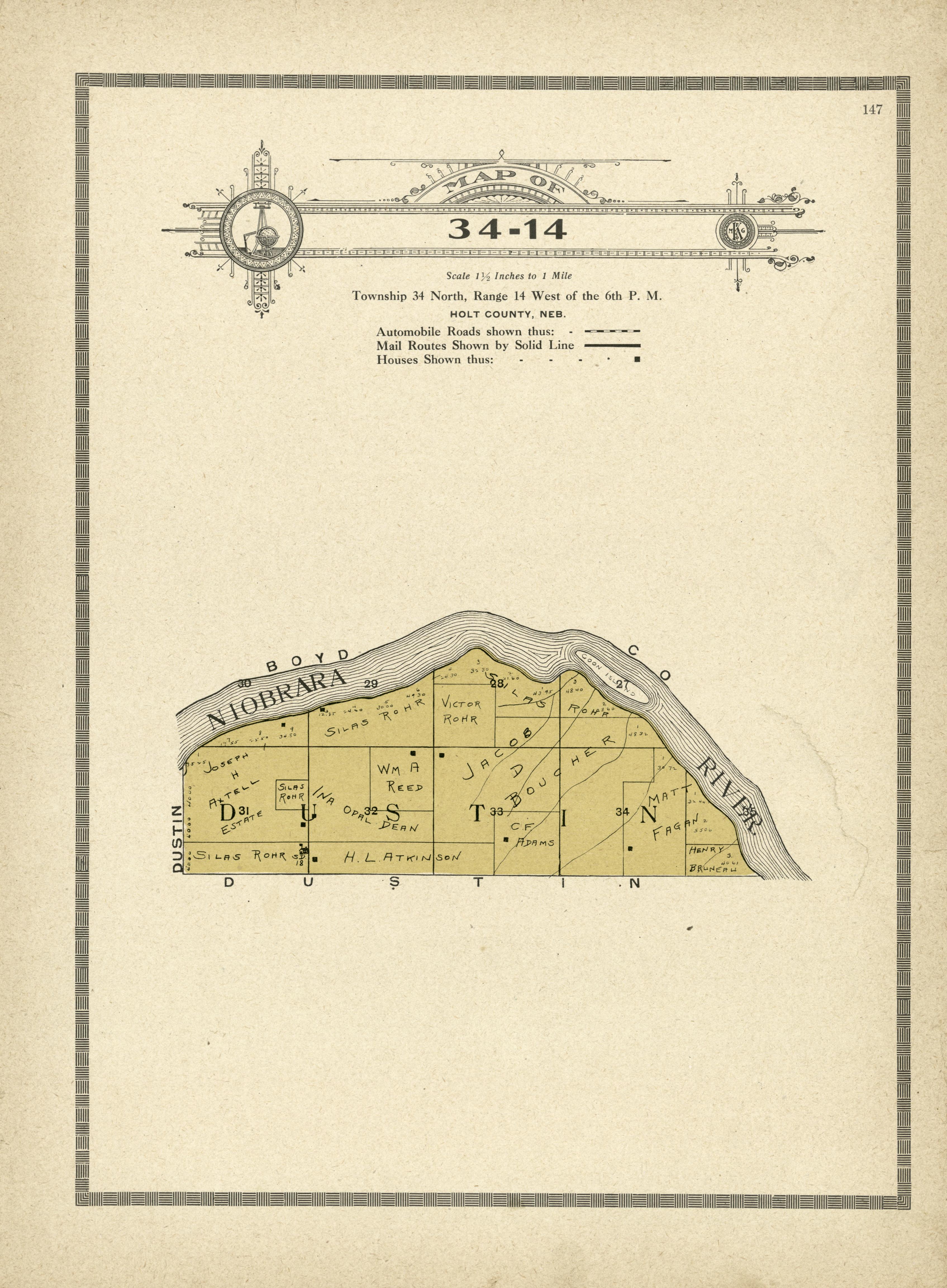 Map of 34-14 from Atlas and Plat Book of Holt County, Nebraska : Containing Outline Map of the County, Plats of All the Townships With Owners&