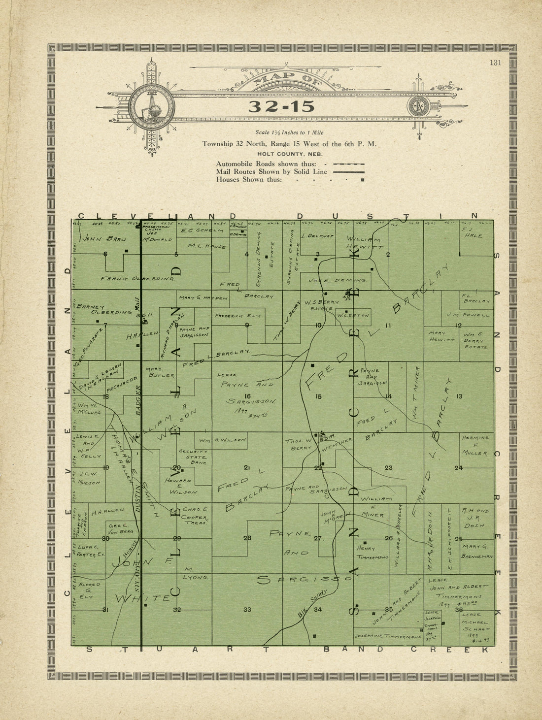Map of 32-15 from Atlas and Plat Book of Holt County, Nebraska : Containing Outline Map of the County, Plats of All the Townships With Owners&