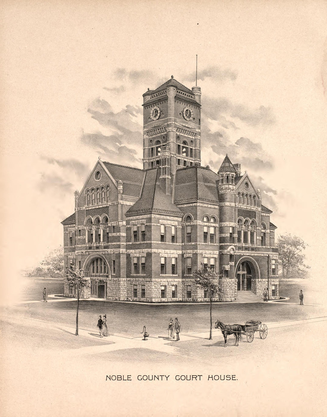 Noble County Court House from Plat Book and Statistical Record of Noble County, Indiana : Containing a Brief History of the County, Townships, Cities and Larger Towns, Together With a Large Map of Indiana and Outline Map … 1893 by Relic Map Company
