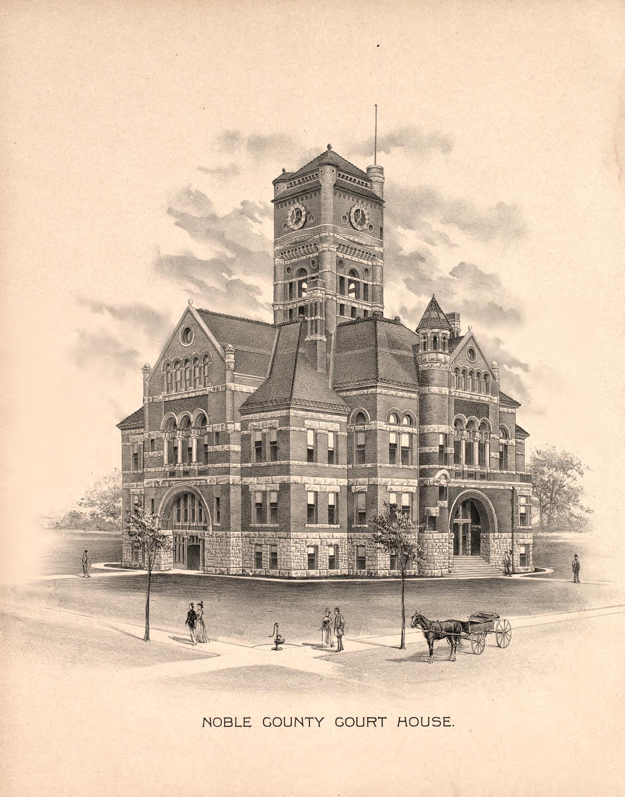 Noble County Court House from Plat Book and Statistical Record of Noble County, Indiana : Containing a Brief History of the County, Townships, Cities and Larger Towns, Together With a Large Map of Indiana and Outline Map … 1893 by Relic Map Company