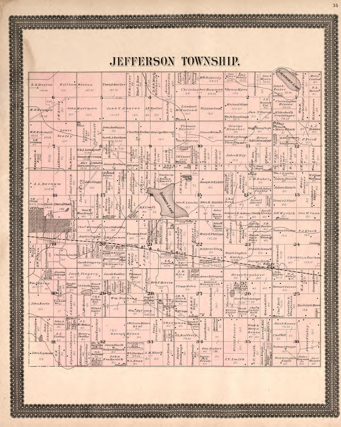 Jefferson Township from Plat Book and Statistical Record of Noble County, Indiana : Containing a Brief History of the County, Townships, Cities and Larger Towns, Together With a Large Map of Indiana and Outline Map … 1893 by Relic Map Company