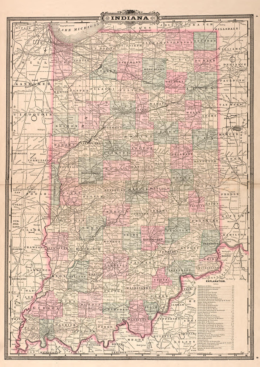 Indiana from Plat Book and Statistical Record of Noble County, Indiana : Containing a Brief History of the County, Townships, Cities and Larger Towns, Together With a Large Map of Indiana and Outline Map … 1893 by Relic Map Company