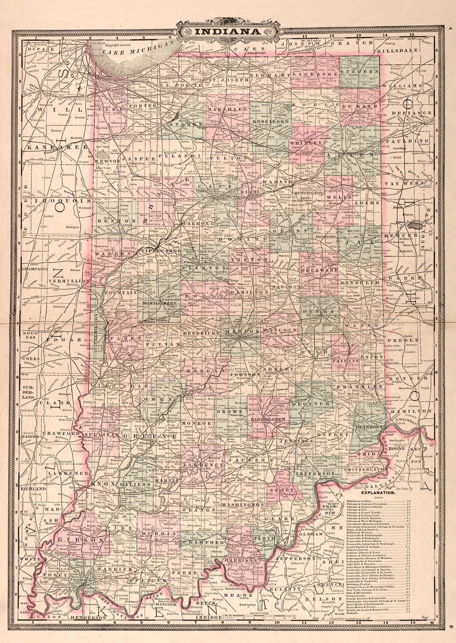 Indiana from Plat Book and Statistical Record of Noble County, Indiana : Containing a Brief History of the County, Townships, Cities and Larger Towns, Together With a Large Map of Indiana and Outline Map … 1893 by Relic Map Company