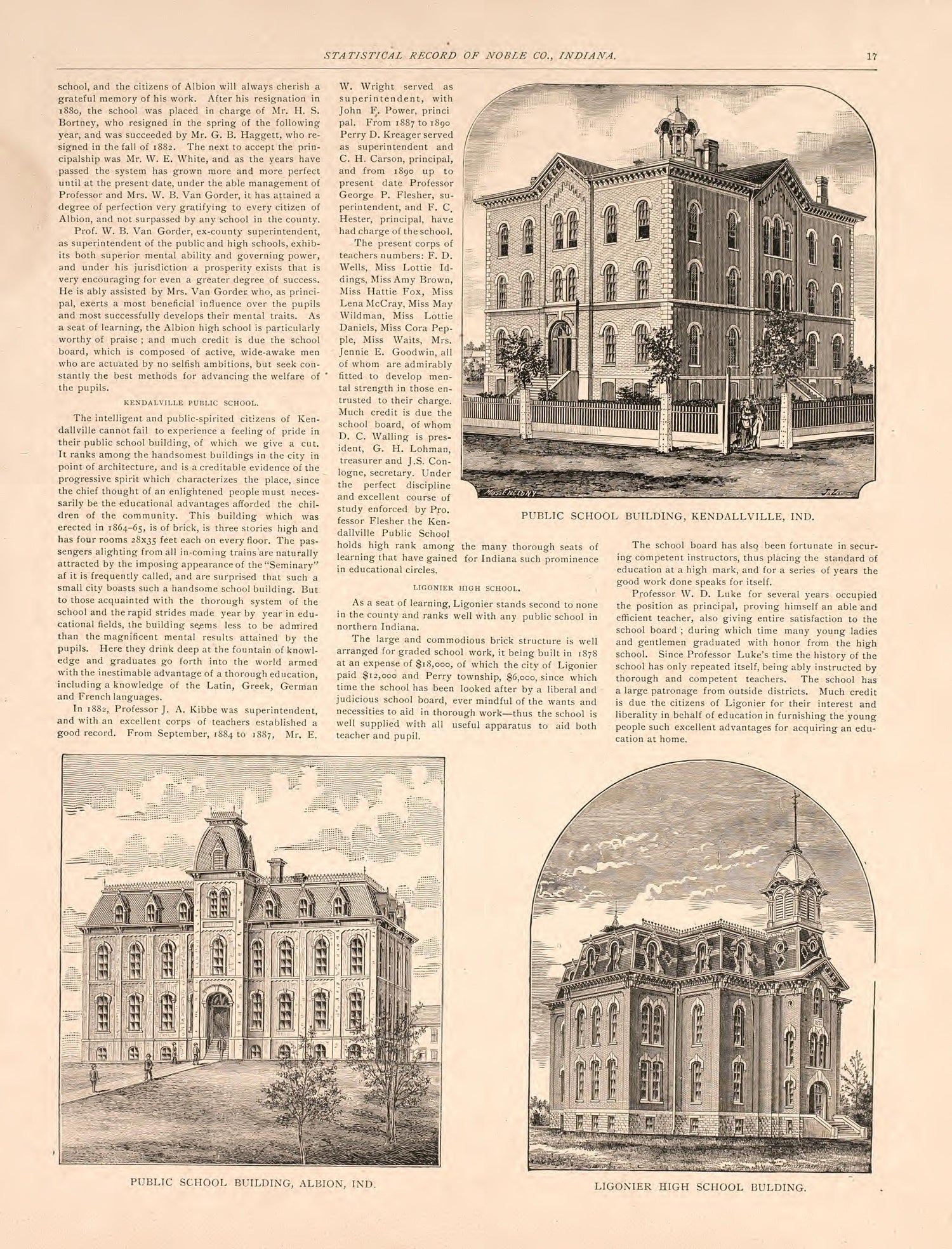 Statistical Record of Noble County, Indiana, Pt. 7 from Plat Book and Statistical Record of Noble County, Indiana : Containing a Brief History of the County, Townships, Cities and Larger Towns, Together With a Large Map of Indiana and Outline Map … 1893 by Relic Map Company