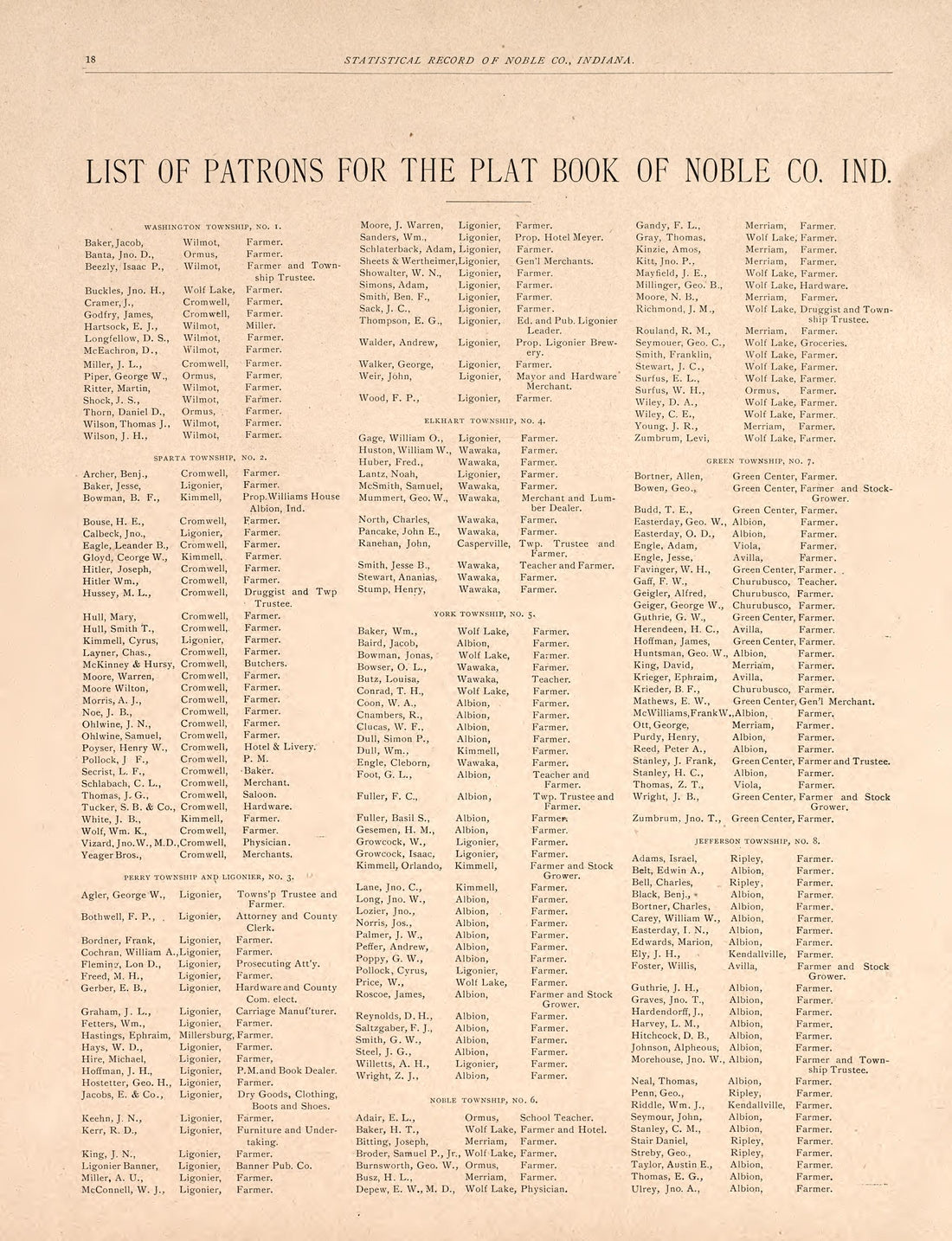 This old map of Indiana, Noble County,  was created by Morrow, O. (Oliver) in 1893