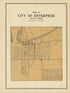 City of Enterprise from Plat Book and Complete Survey of Dickinson County, Kansas : Containing Plats of Townships and Incorporated Towns, Also Maps of the State, United States and World, With an Outline Map of Dickinson … 1909 by Relic Map Company