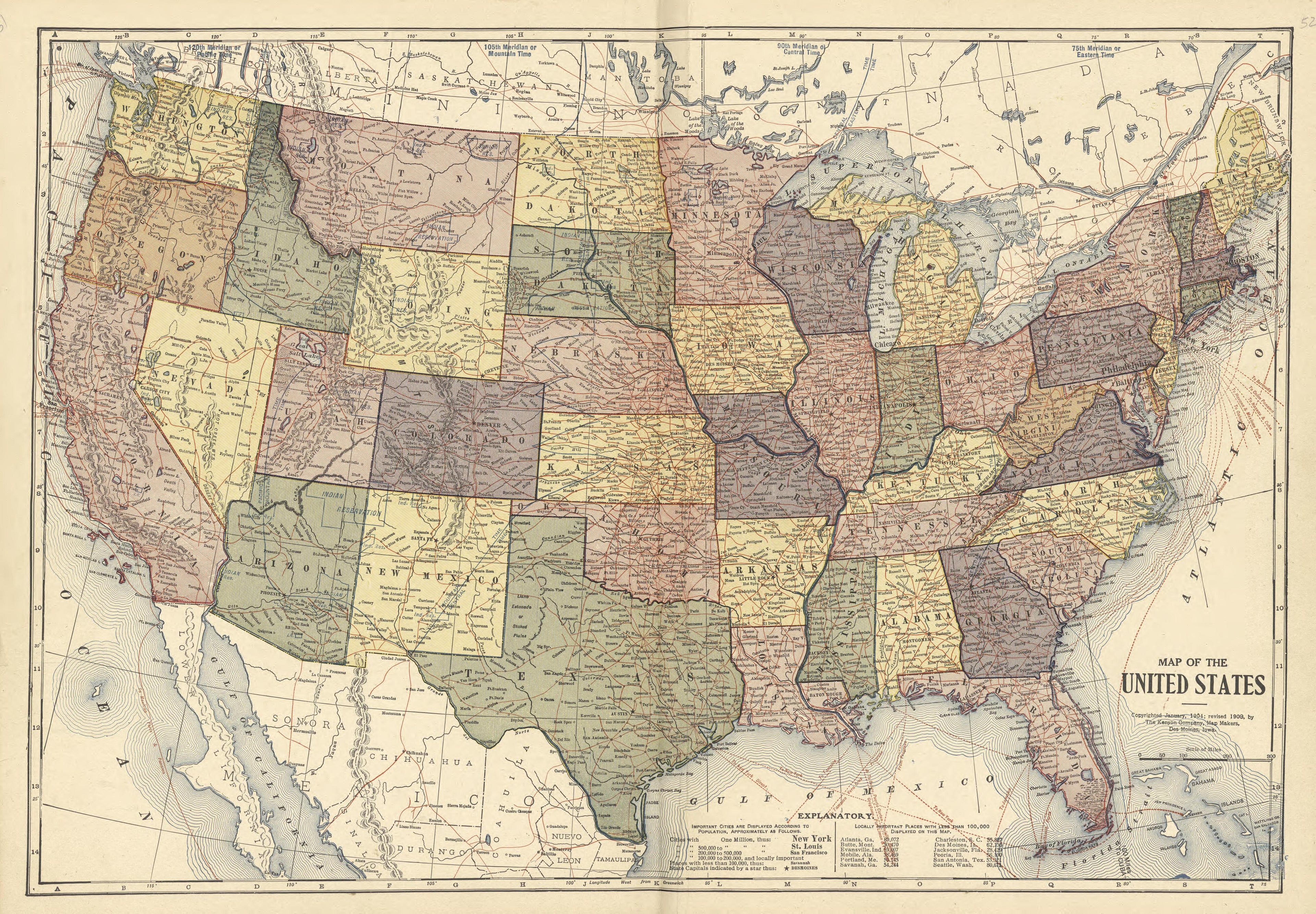 Map of the United States from Plat Book and Complete Survey of Dickinson County, Kansas : Containing Plats of Townships and Incorporated Towns, Also Maps of the State, United States and World, With an Outline Map of Dickinson … 1909 by Relic Map Company