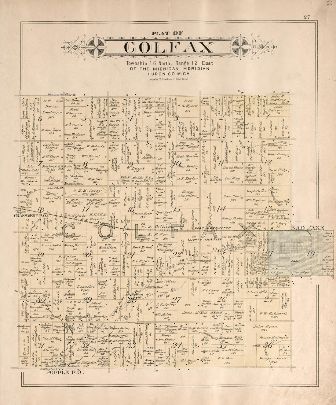 Colfax from Plat Book of Huron County, Michigan : Also Patron&
