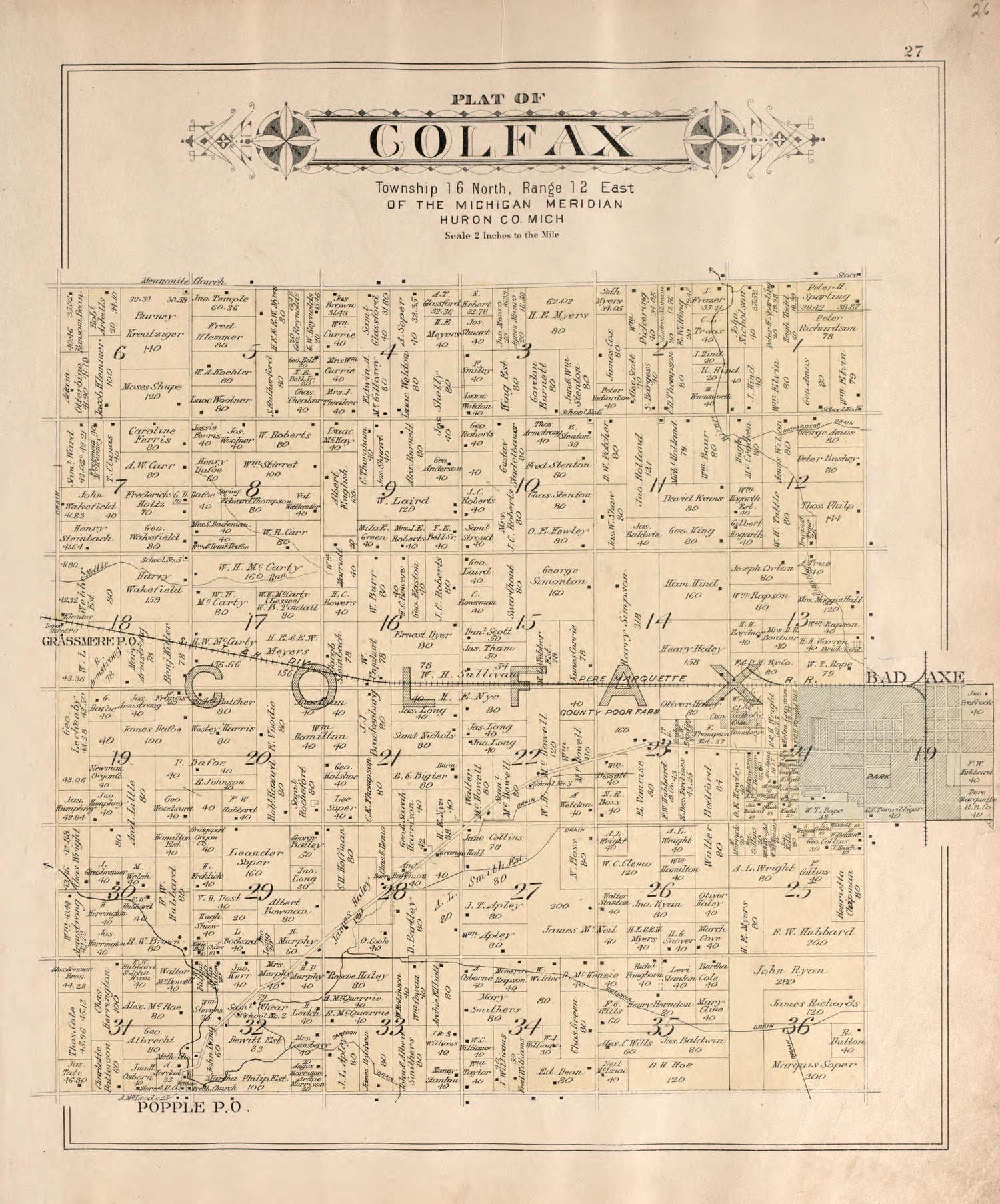 Colfax from Plat Book of Huron County, Michigan : Also Patron&