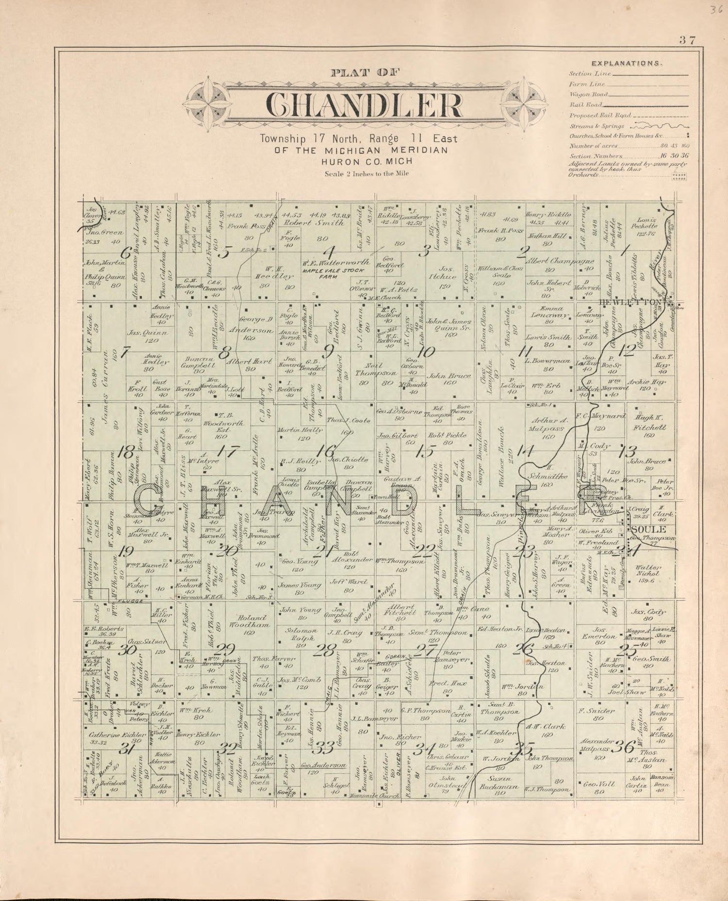 Chandler from Plat Book of Huron County, Michigan : Also Patron&