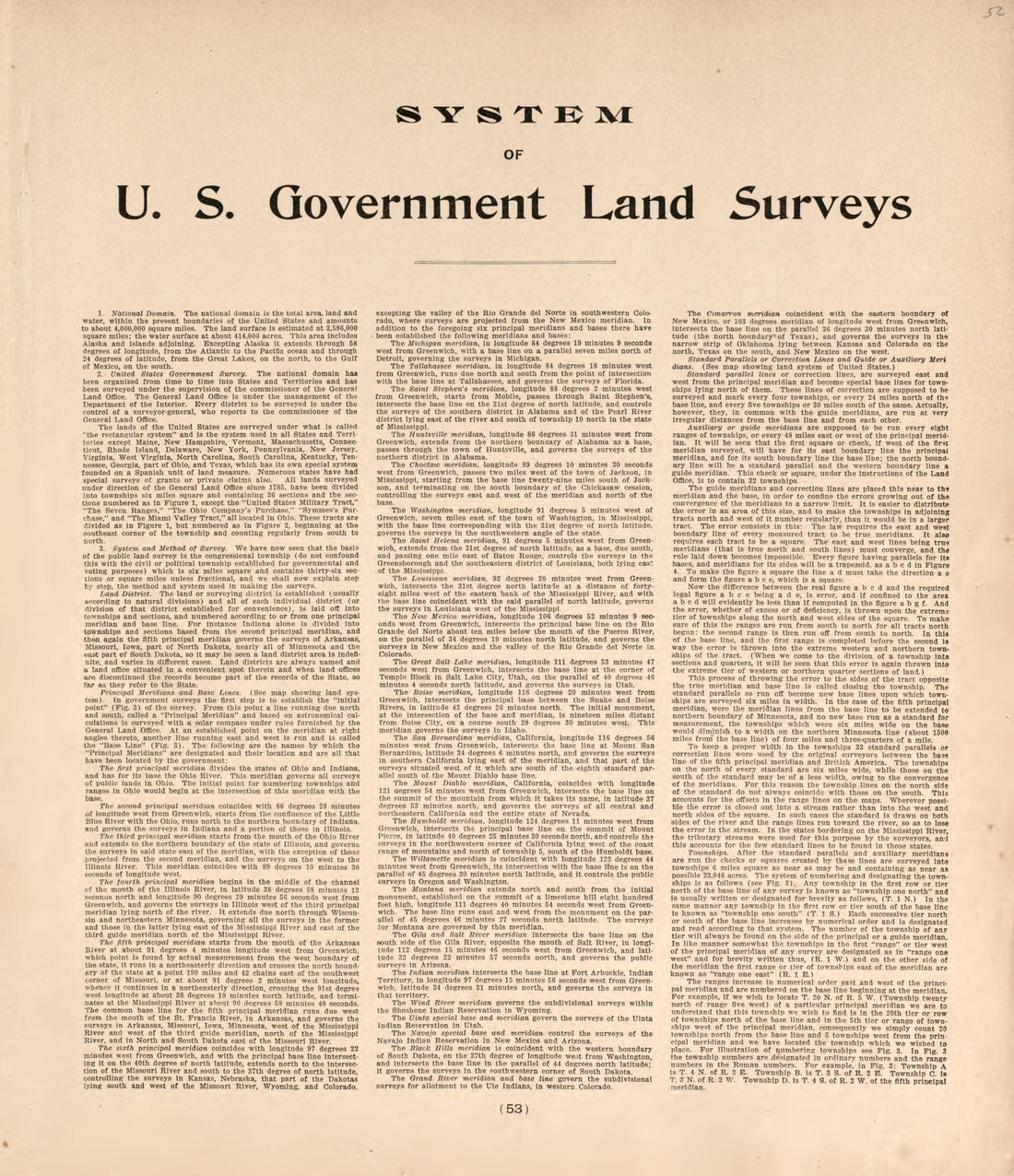 System of US Government Land Surveys from Plat Book of Huron County, Michigan : Also Patron&