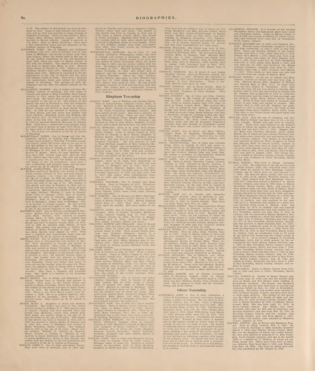 Biographies, P.8 from Plat Book of Huron County, Michigan : Also Patron&
