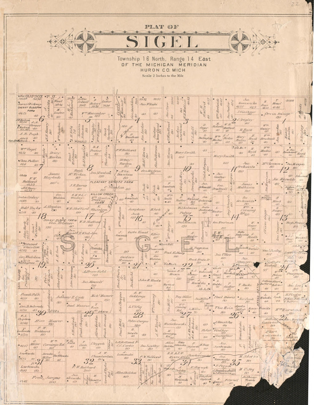 Sigel from Plat Book of Huron County, Michigan : Also Patron&