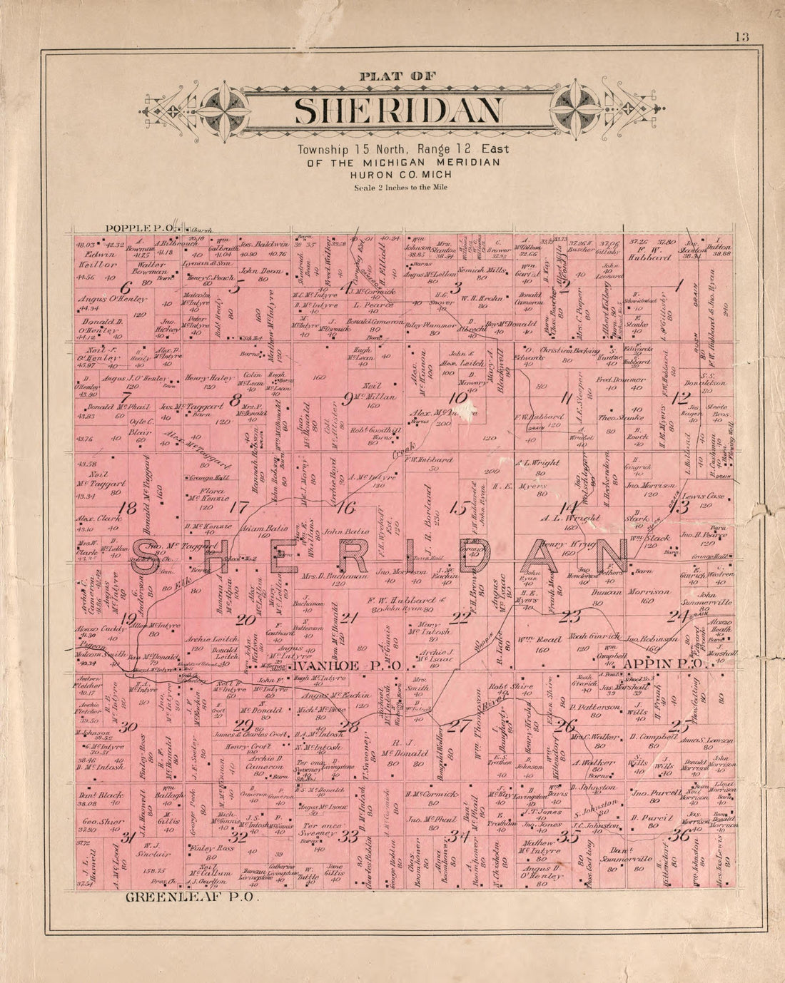 Sheridan from Plat Book of Huron County, Michigan : Also Patron&