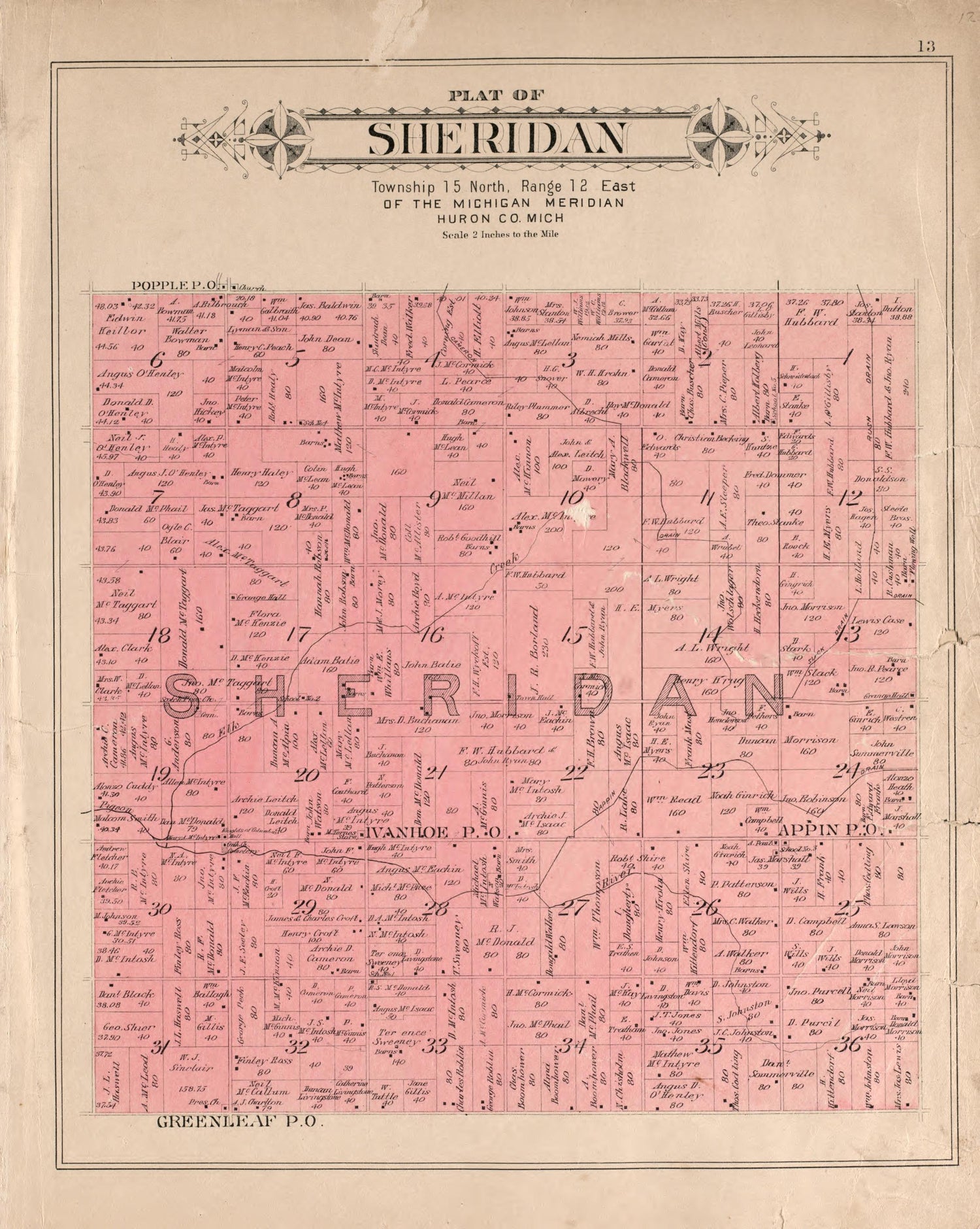 Sheridan from Plat Book of Huron County, Michigan : Also Patron&