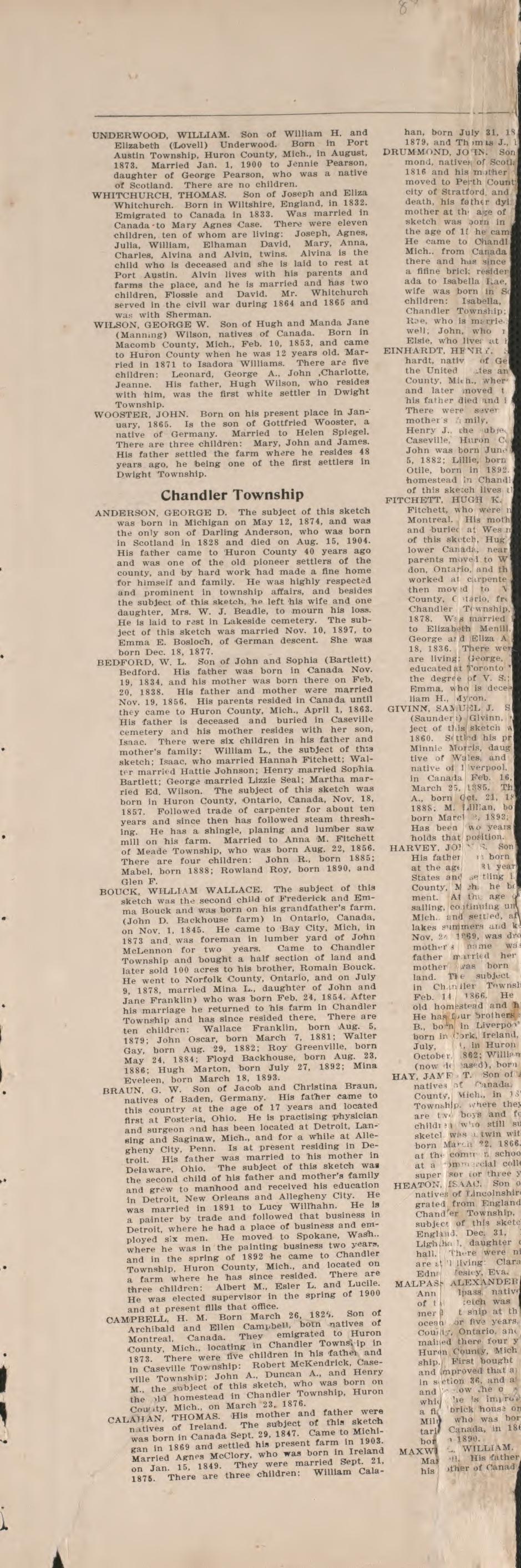 Biographies, P.19 from Plat Book of Huron County, Michigan : Also Patron&
