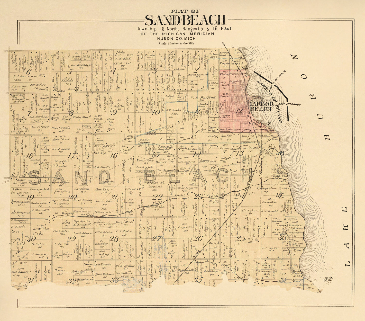 Sandbeach from Plat Book of Huron County, Michigan : Also Patron&