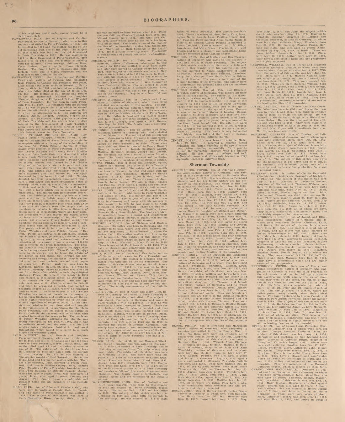 Biographies, P.14 from Plat Book of Huron County, Michigan : Also Patron&