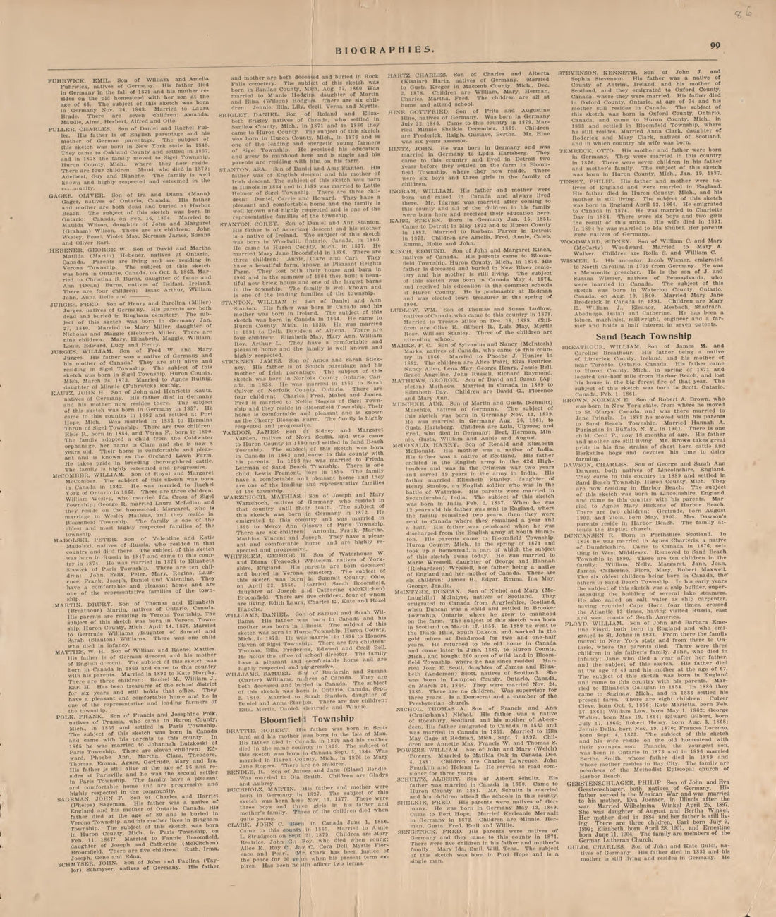 Biographies, P.17 from Plat Book of Huron County, Michigan : Also Patron&