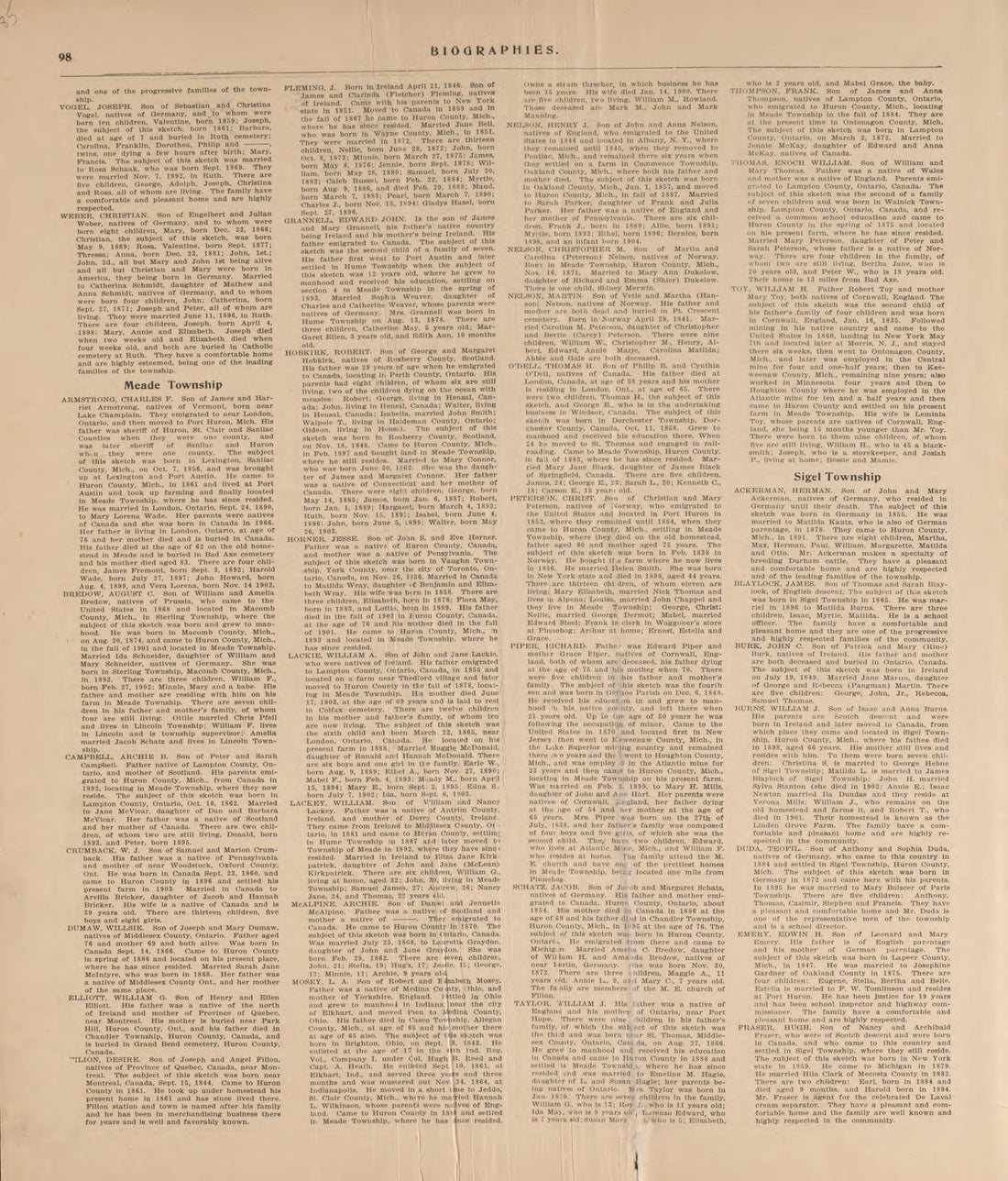 Biographies, P.16 from Plat Book of Huron County, Michigan : Also Patron&