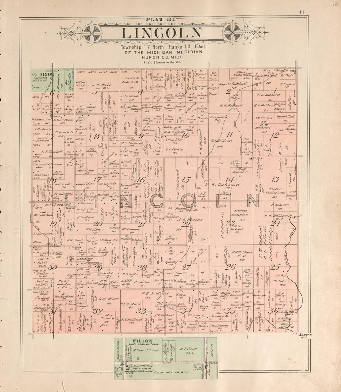 Lincoln from Plat Book of Huron County, Michigan : Also Patron&