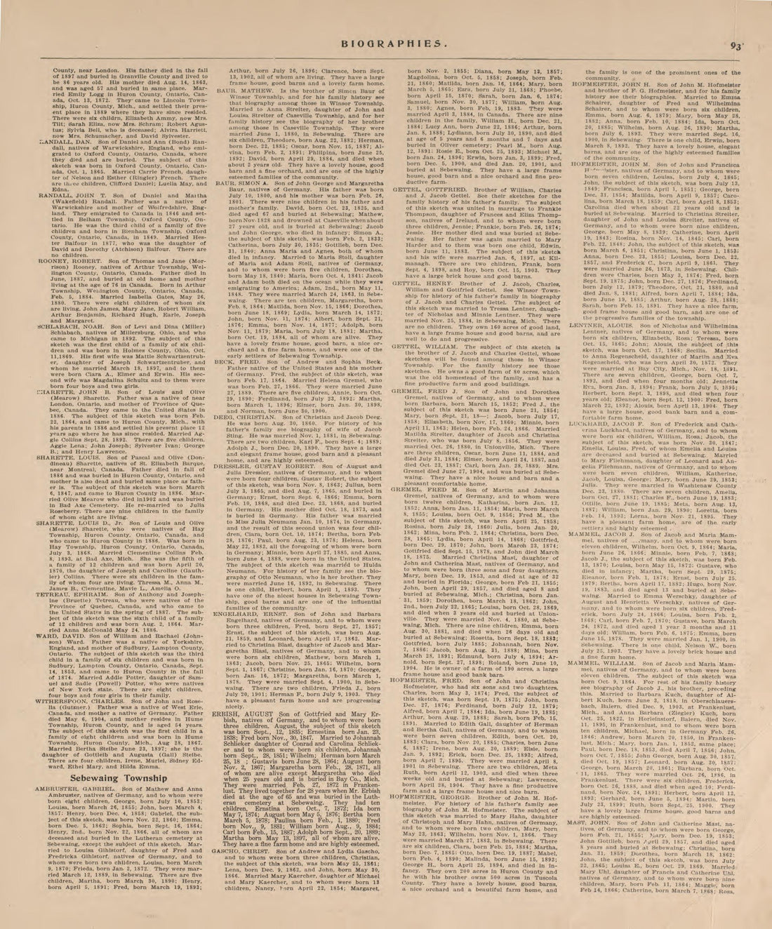 Biographies, P.11 from Plat Book of Huron County, Michigan : Also Patron&
