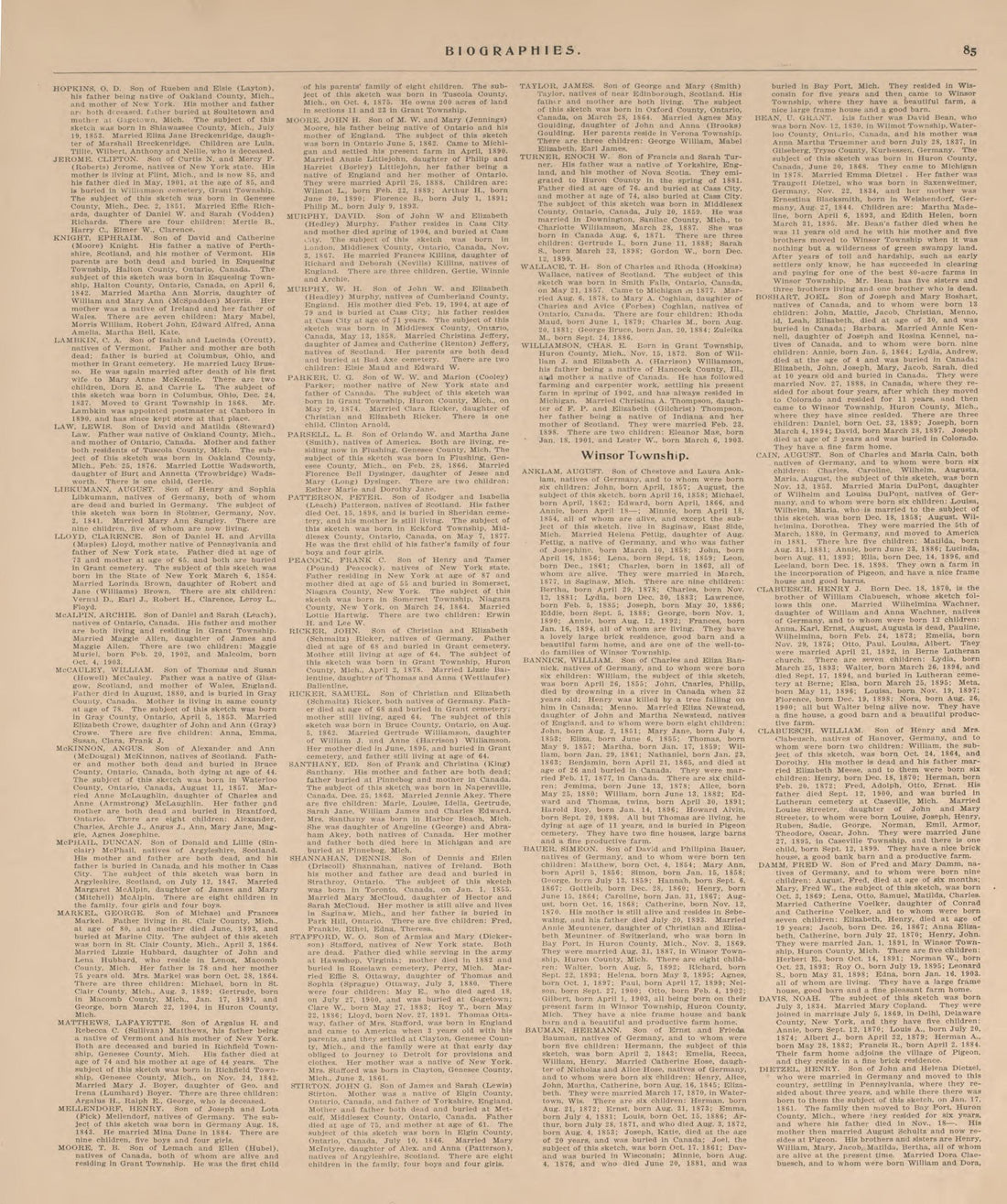 Biographies, P.3 from Plat Book of Huron County, Michigan : Also Patron&