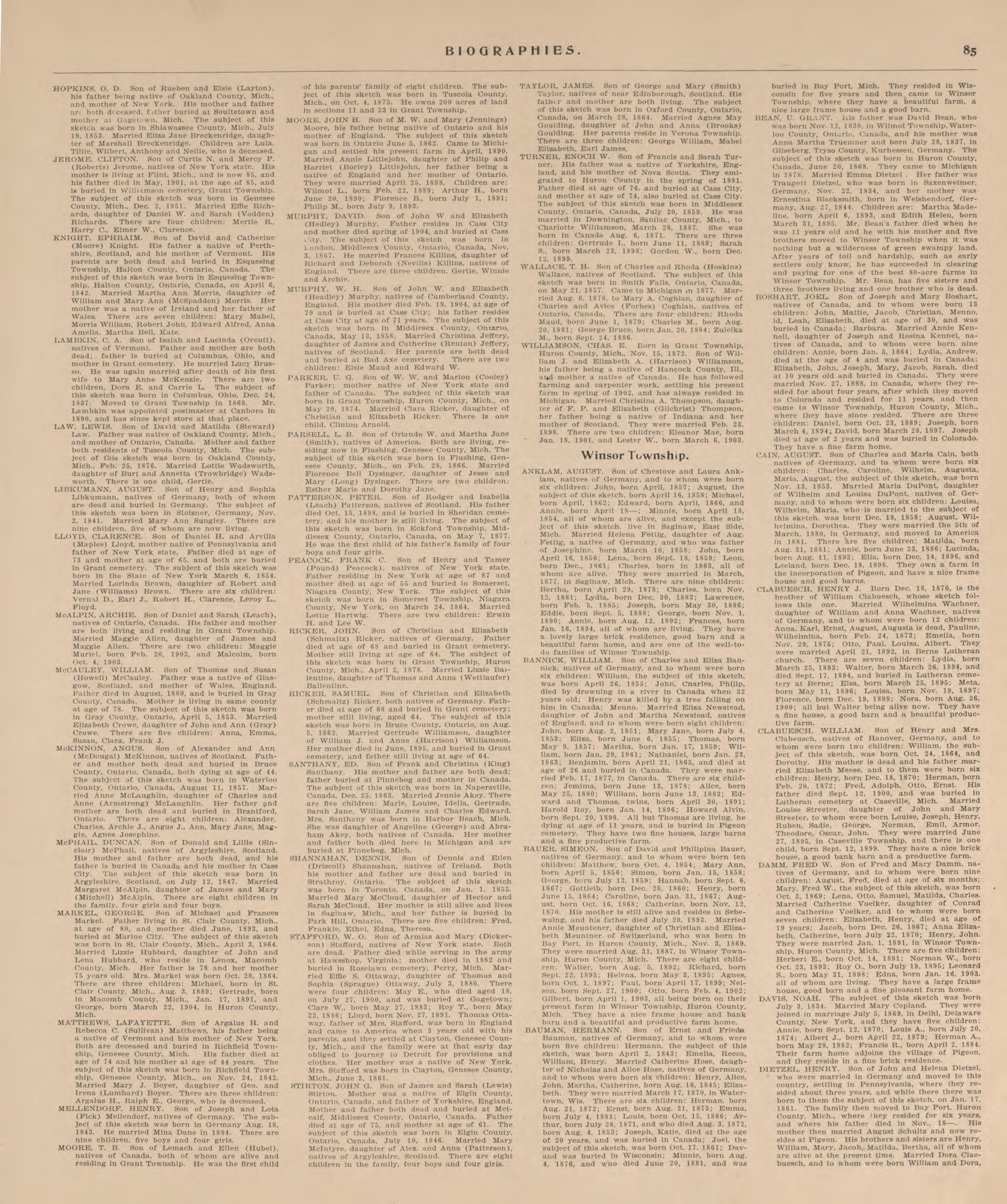 Biographies, P.3 from Plat Book of Huron County, Michigan : Also Patron&