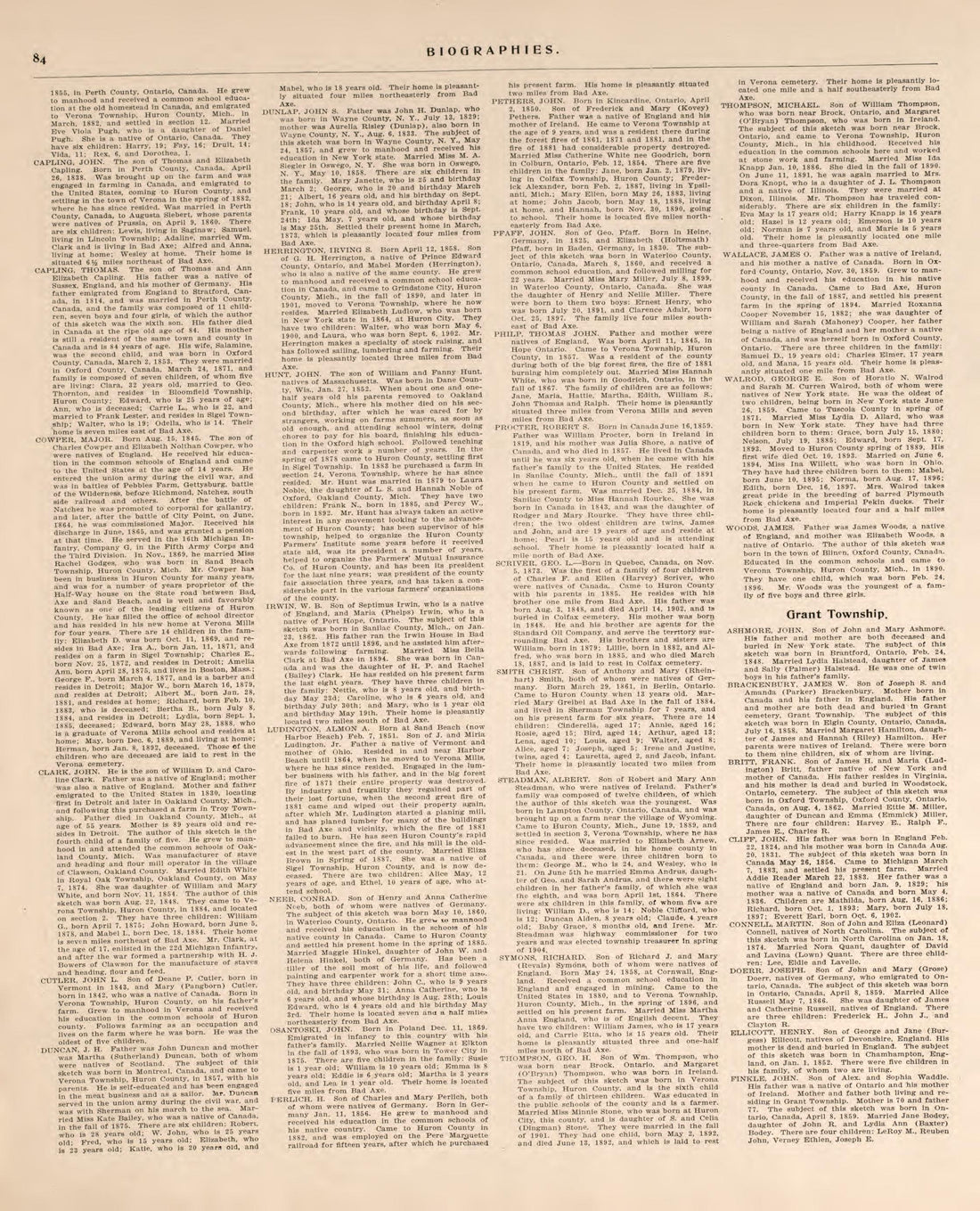 Biographies, P.2 from Plat Book of Huron County, Michigan : Also Patron&