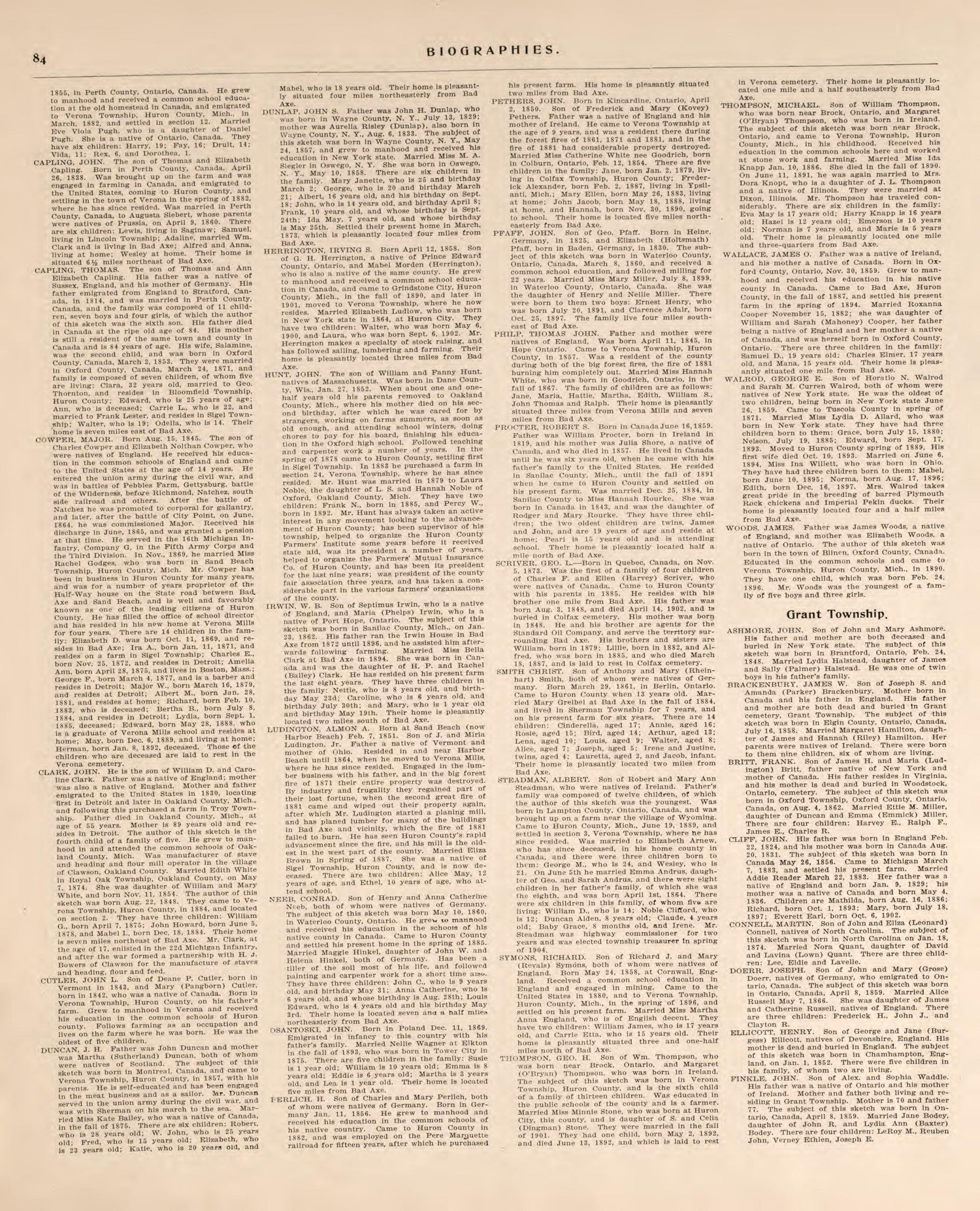 Biographies, P.2 from Plat Book of Huron County, Michigan : Also Patron&