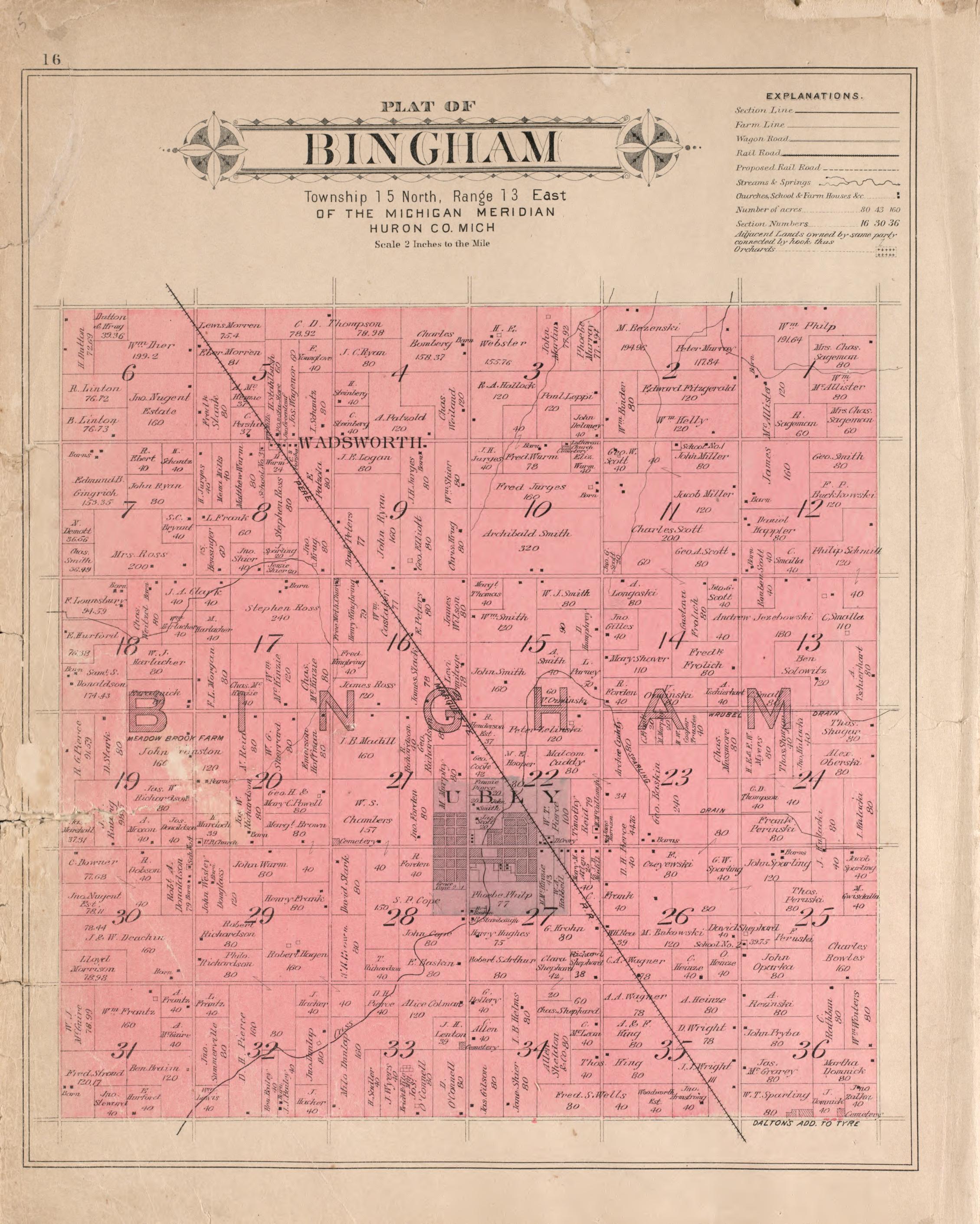Bingham from Plat Book of Huron County, Michigan : Also Patron&