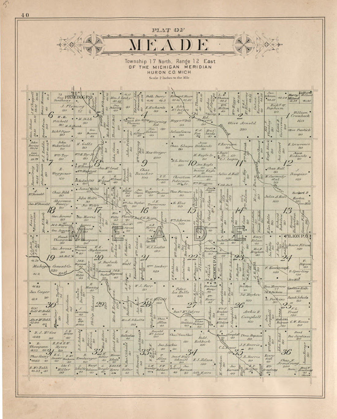 Meade from Plat Book of Huron County, Michigan : Also Patron&