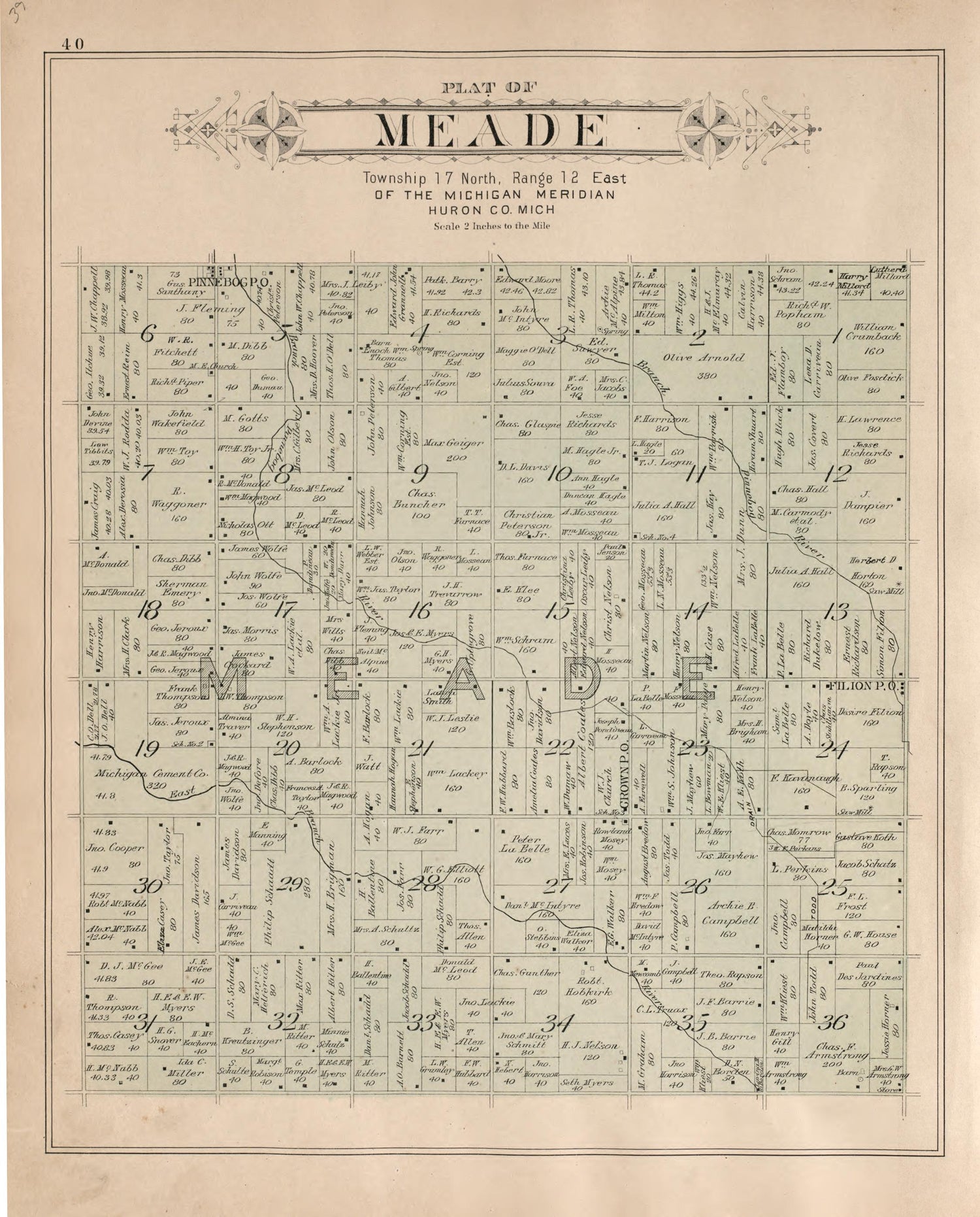 Meade from Plat Book of Huron County, Michigan : Also Patron&