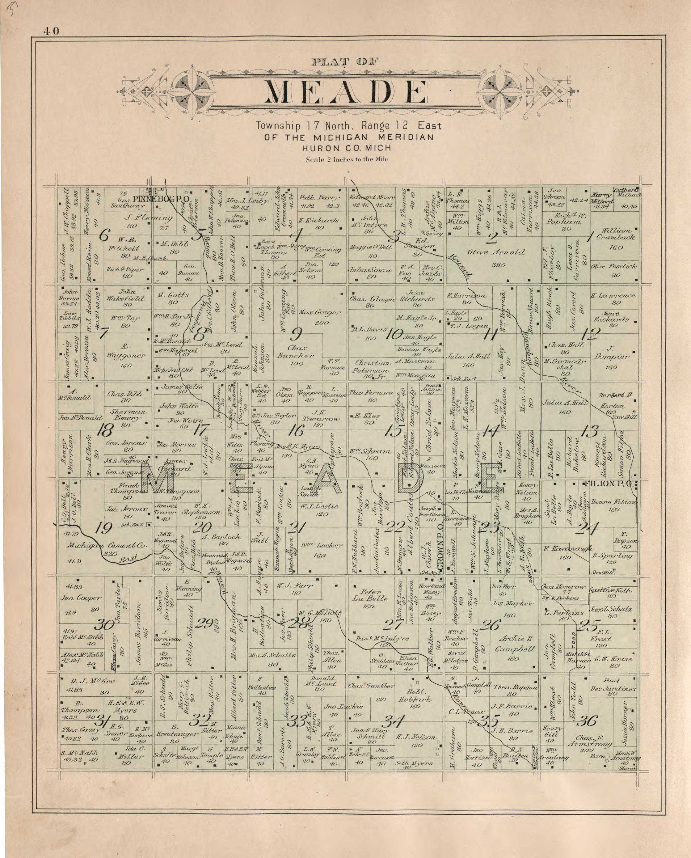 Meade from Plat Book of Huron County, Michigan : Also Patron&