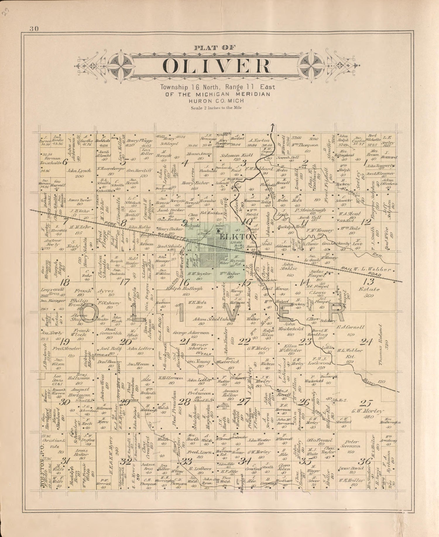 Oliver from Plat Book of Huron County, Michigan : Also Patron&