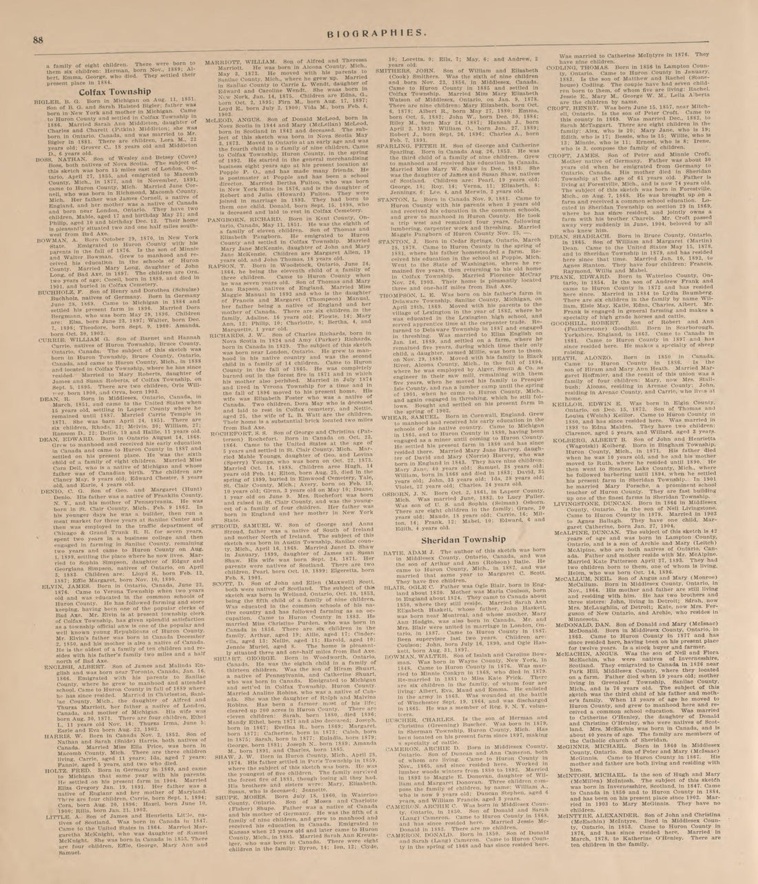 Biographies, P.6 from Plat Book of Huron County, Michigan : Also Patron&