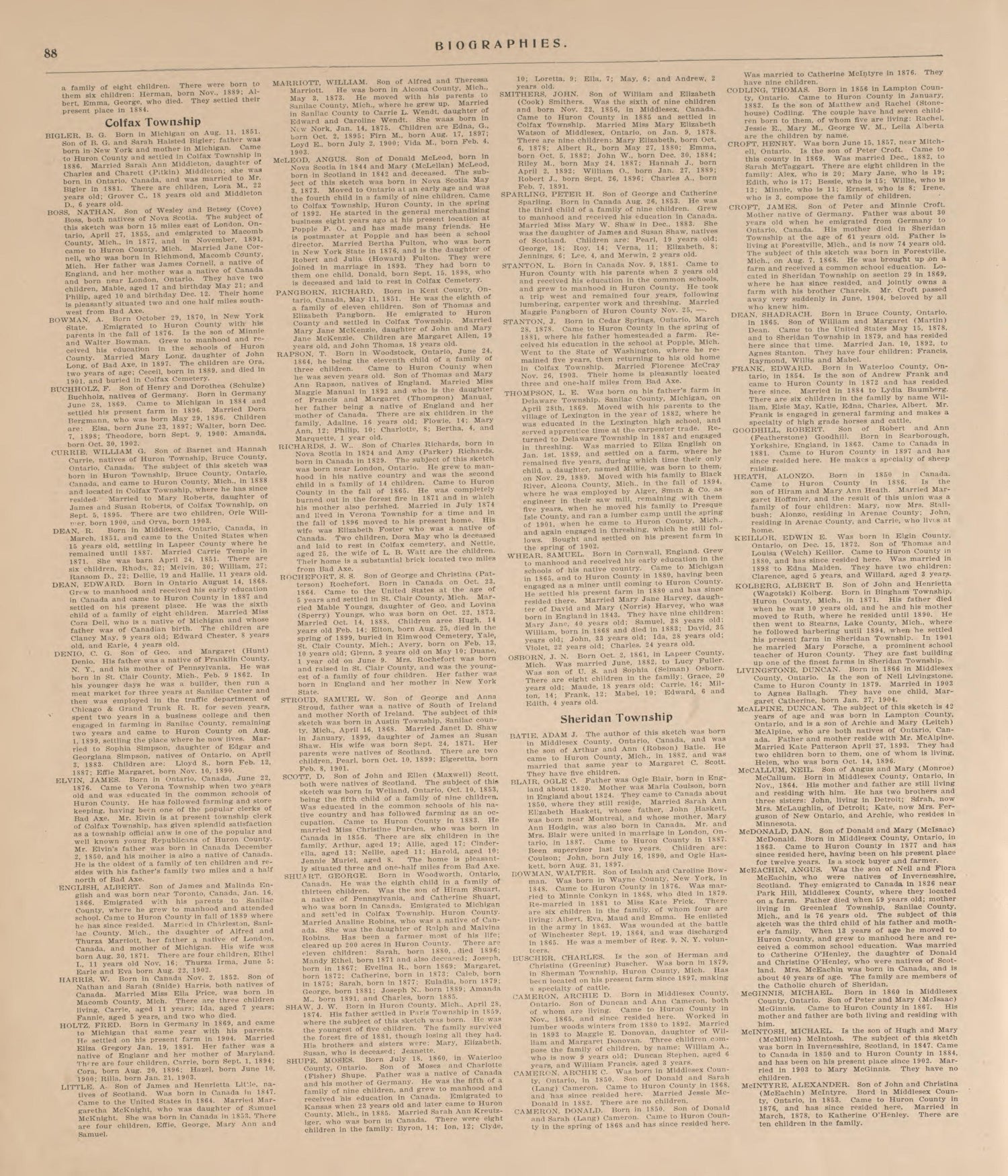 Biographies, P.6 from Plat Book of Huron County, Michigan : Also Patron&