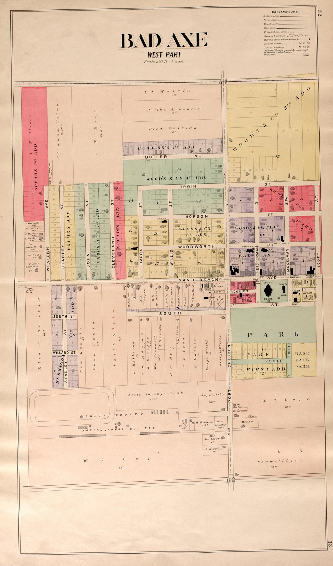 Bad Axe--West Part from Plat Book of Huron County, Michigan : Also Patron&