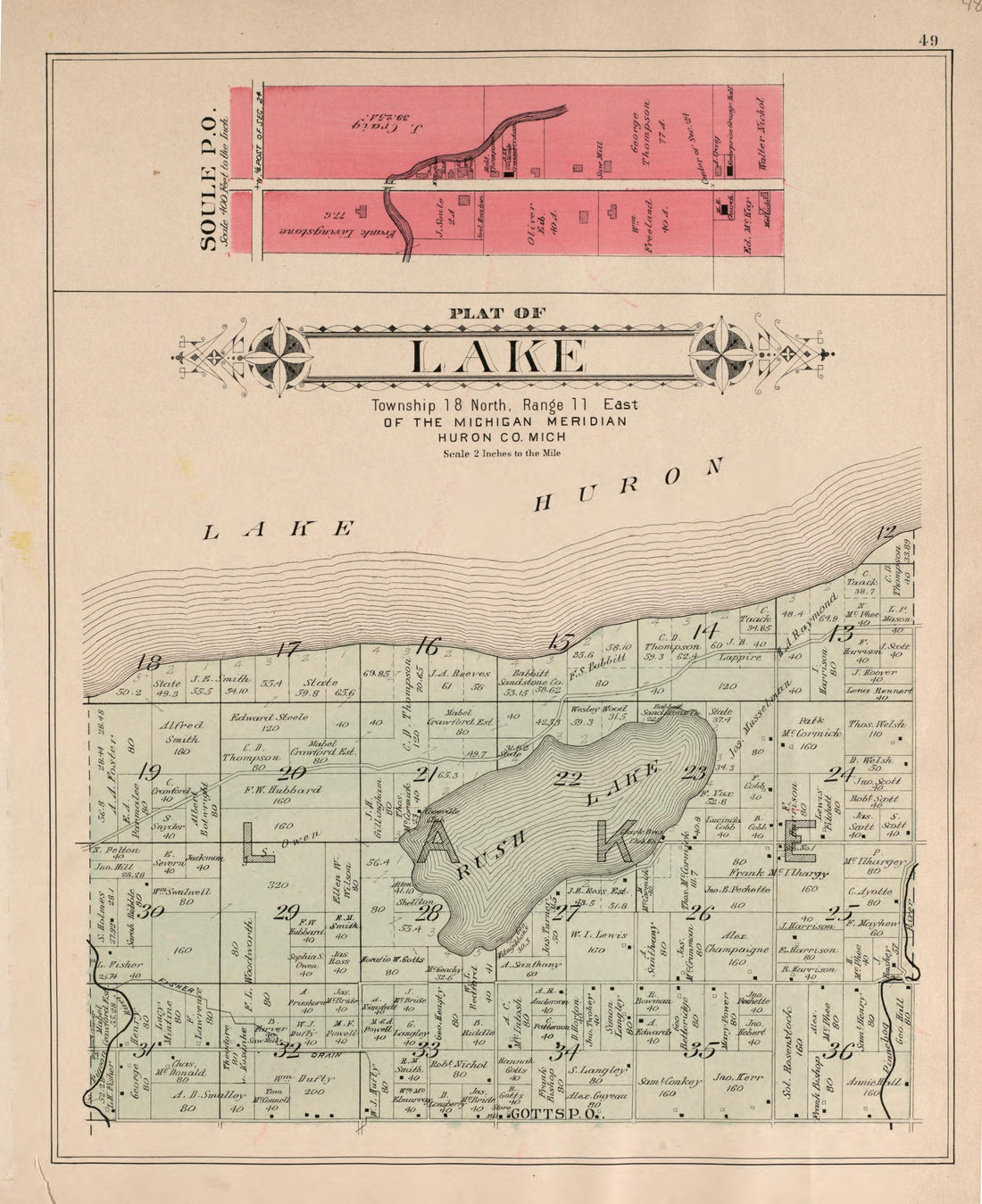 Lake from Plat Book of Huron County, Michigan : Also Patron&