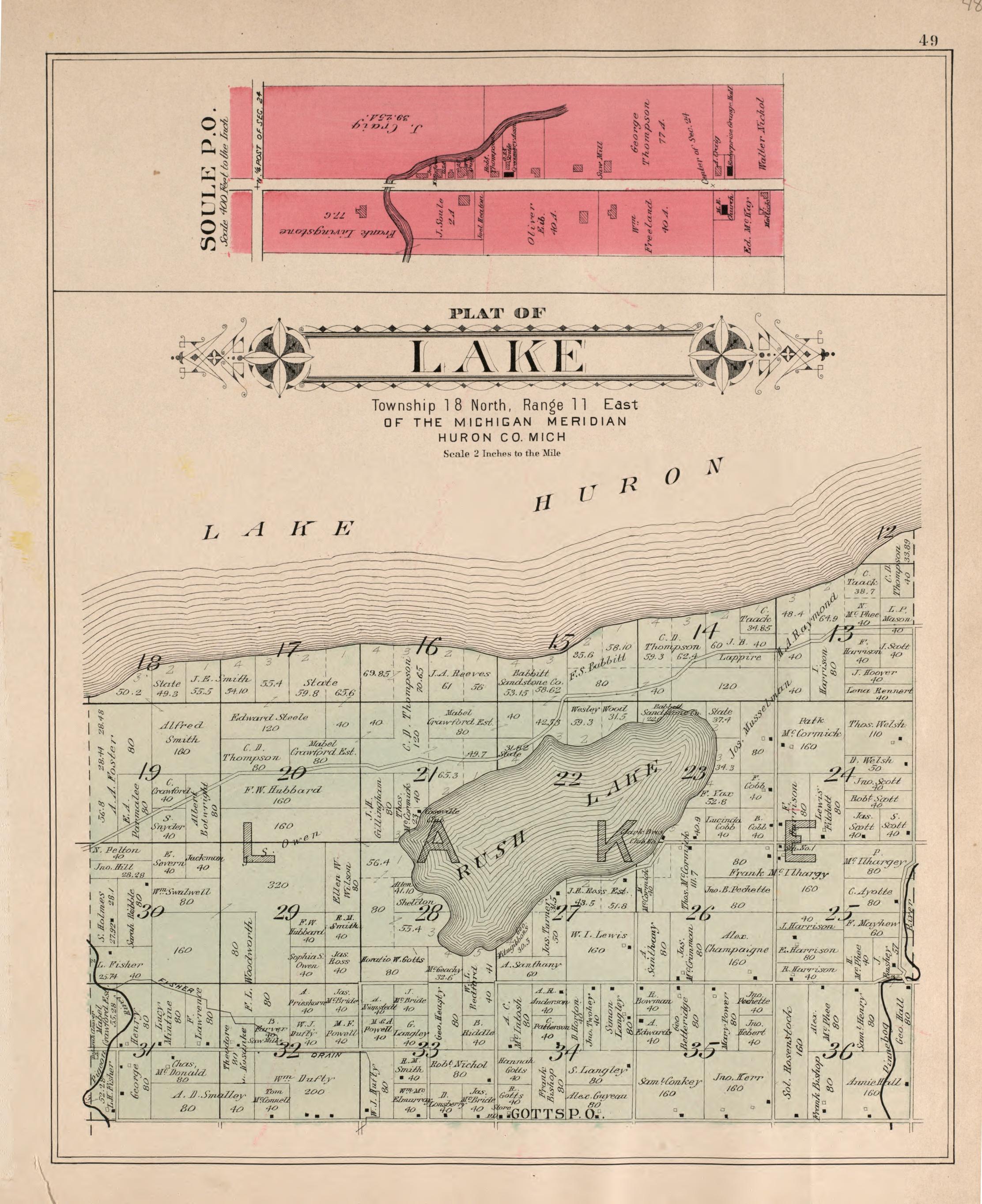 Lake from Plat Book of Huron County, Michigan : Also Patron&