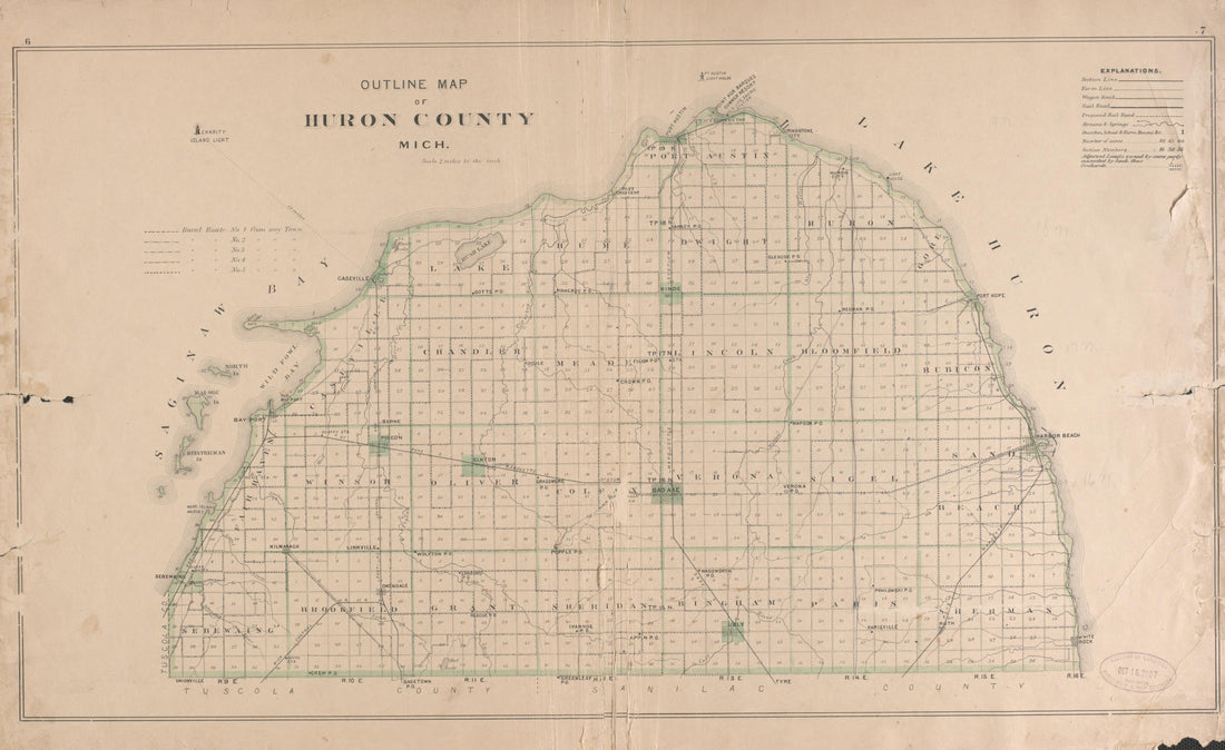 Outline Map of Huron County from Plat Book of Huron County, Michigan : Also Patron&